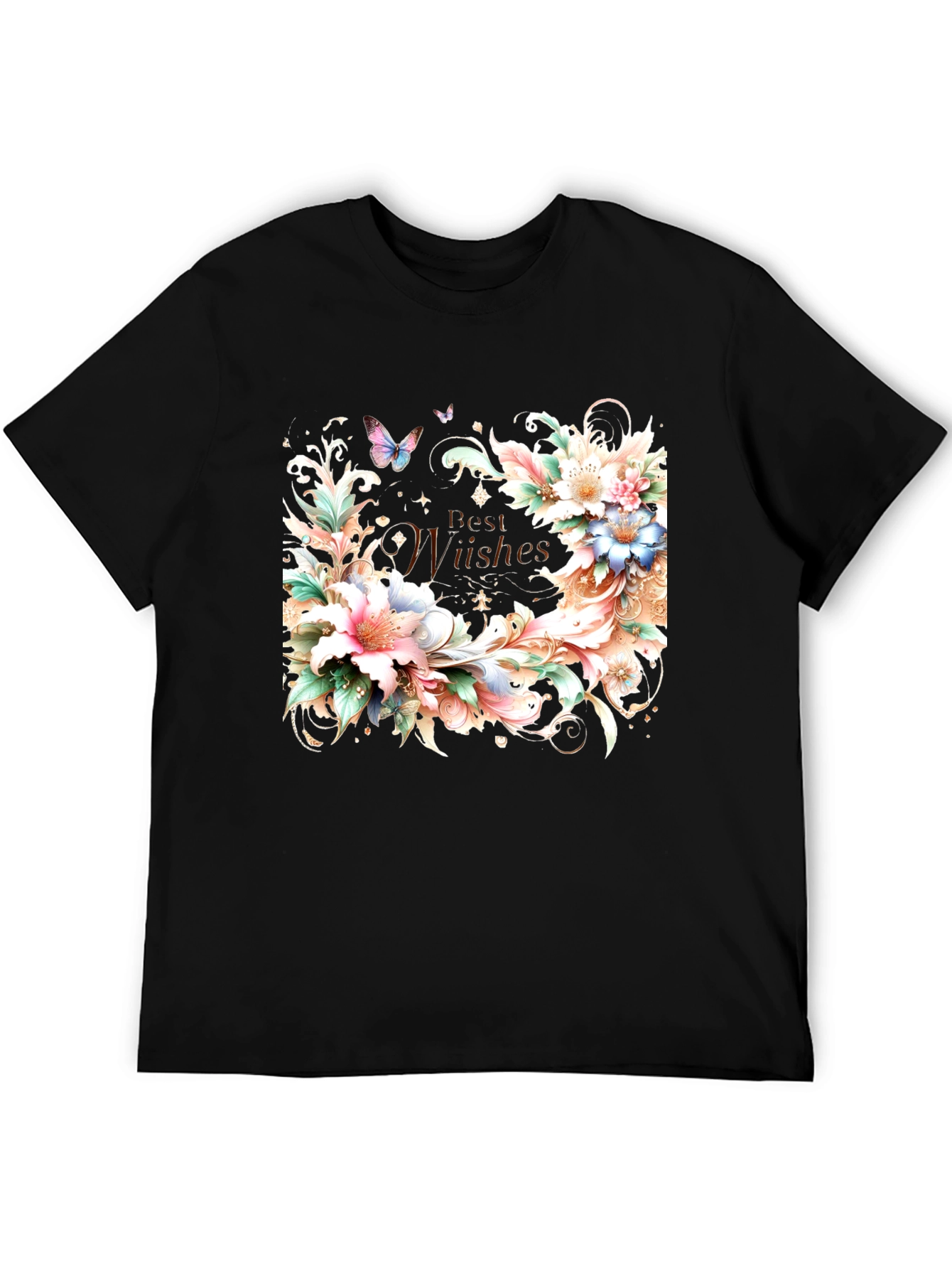 Floral Best Wishes Graphic T-Shirt