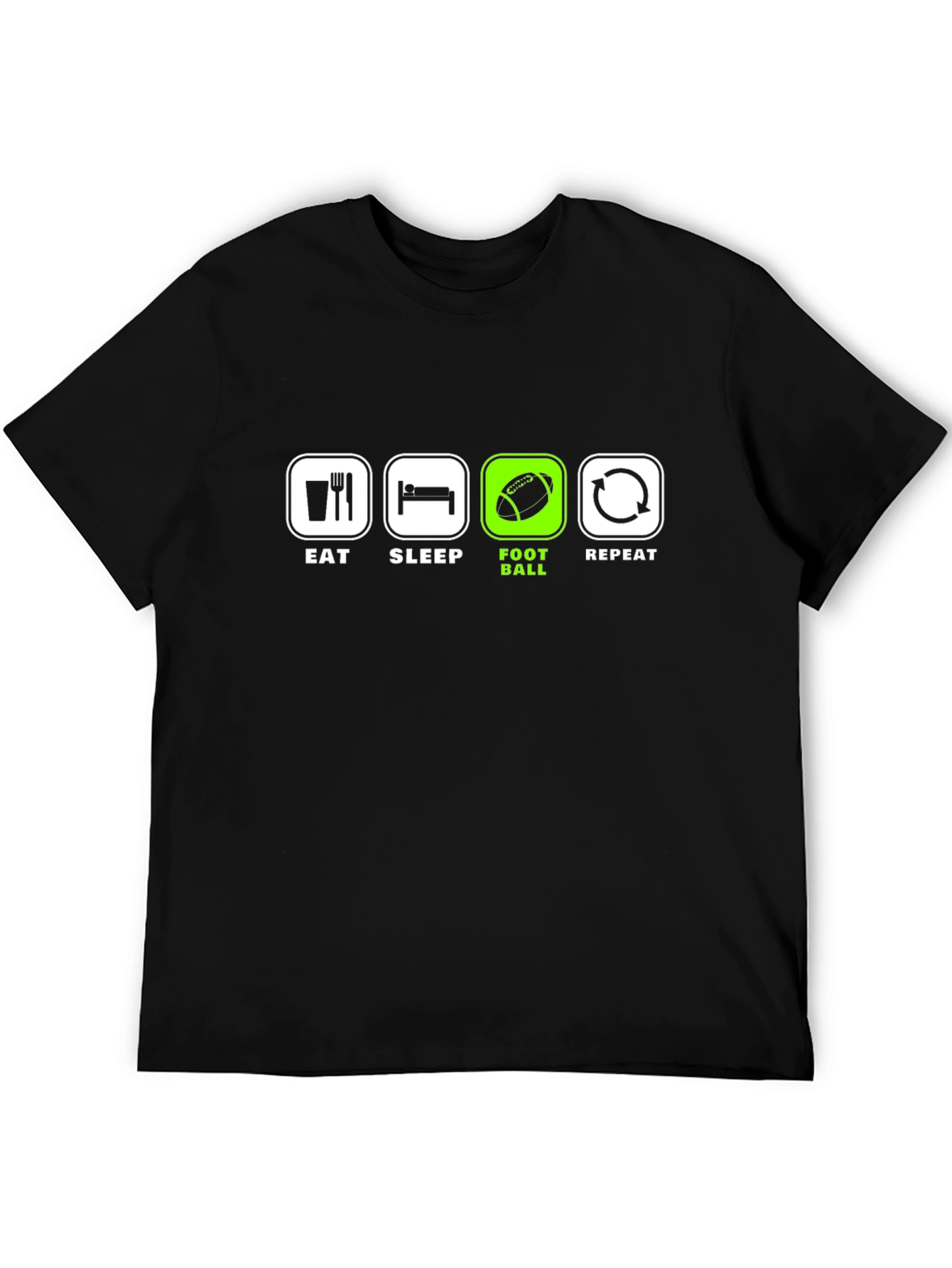 Eat Sleep Football Repeat Black T-Shirt