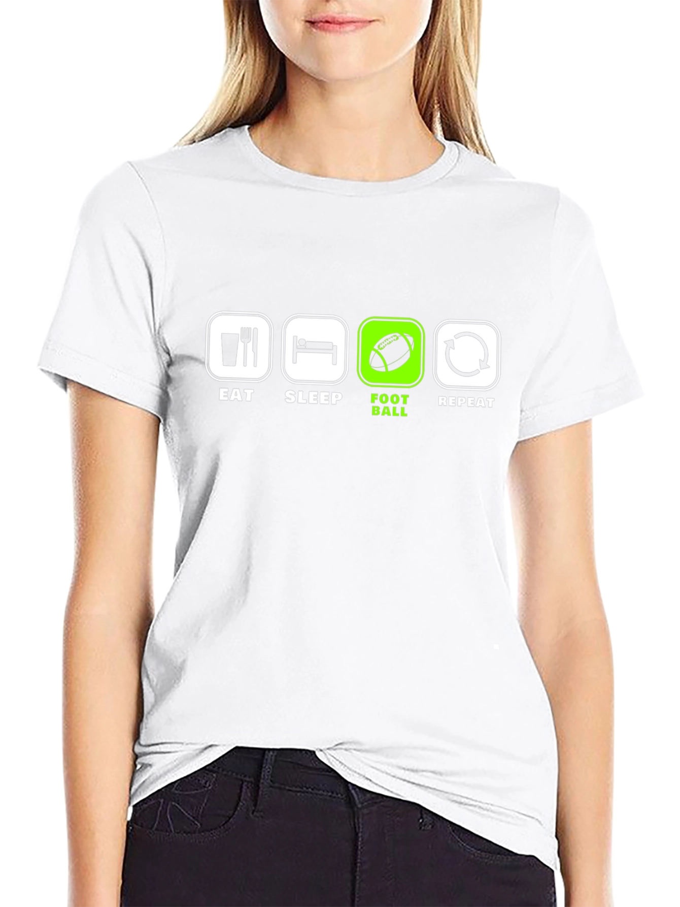 Eat Sleep Football Repeat Black T-Shirt
