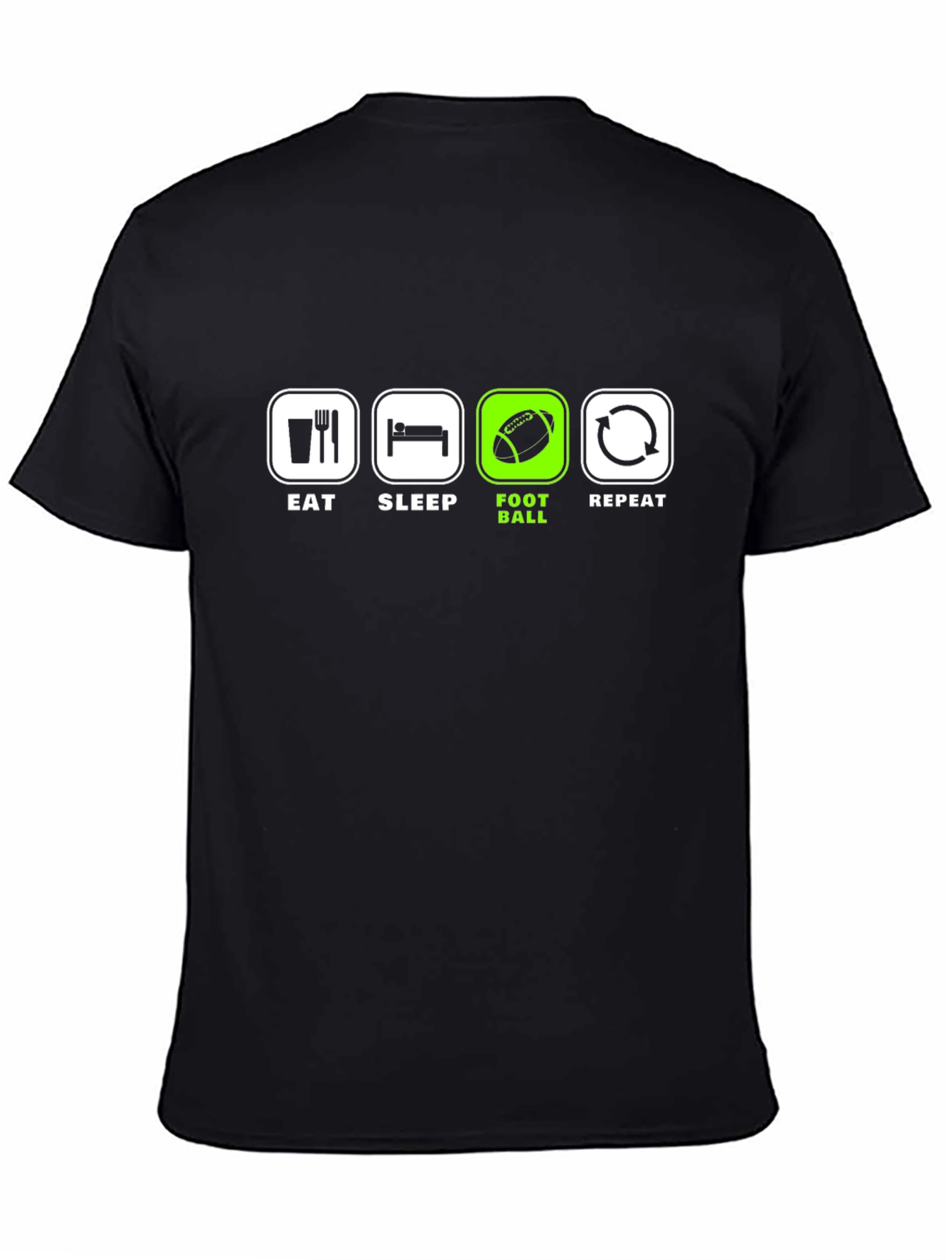 Eat Sleep Football Repeat Black T-Shirt