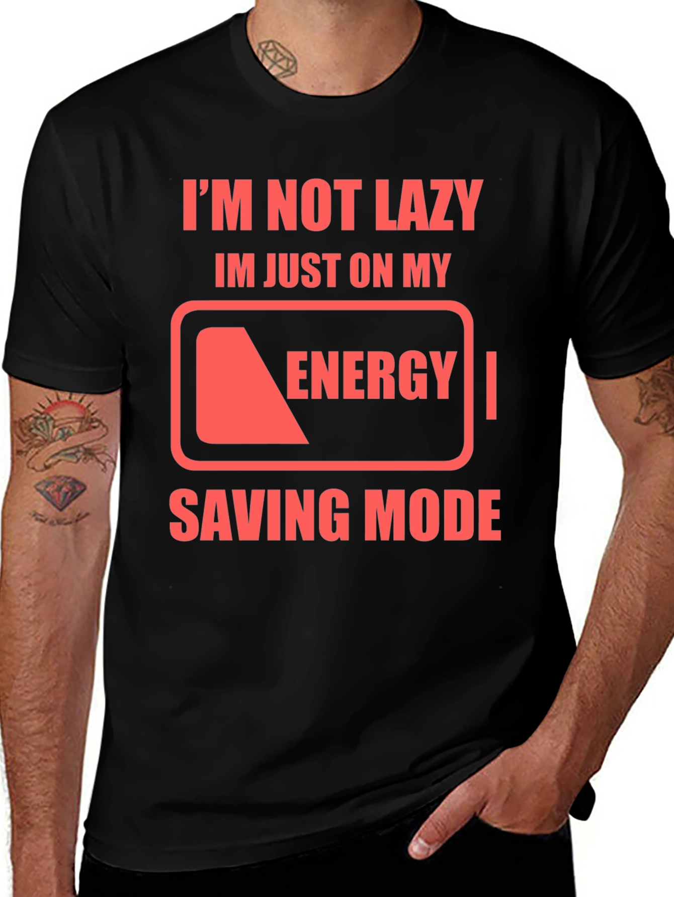 Im Not Lazy Energy Saving Mode Black T-Shirt
