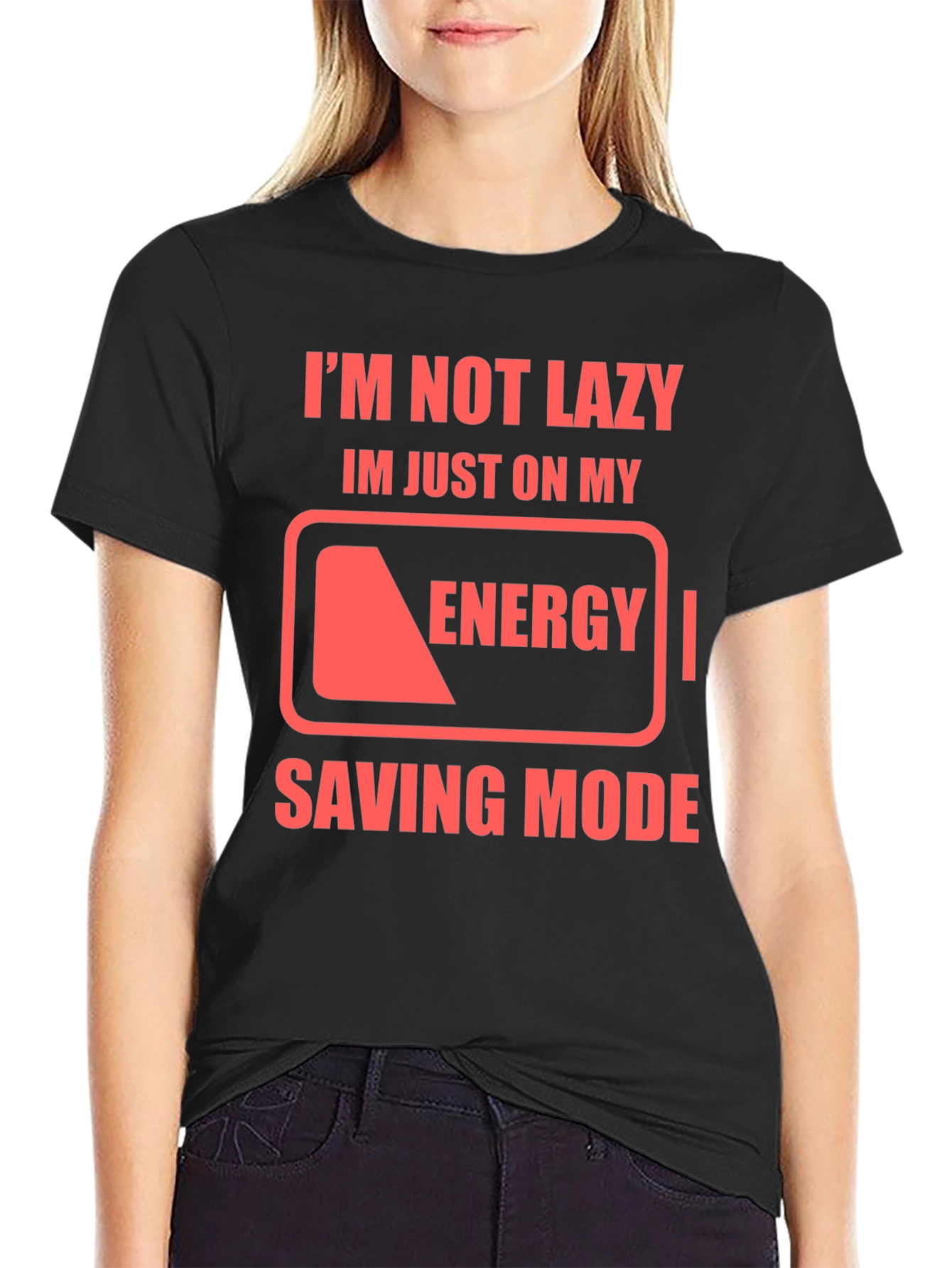 Im Not Lazy Energy Saving Mode Black T-Shirt
