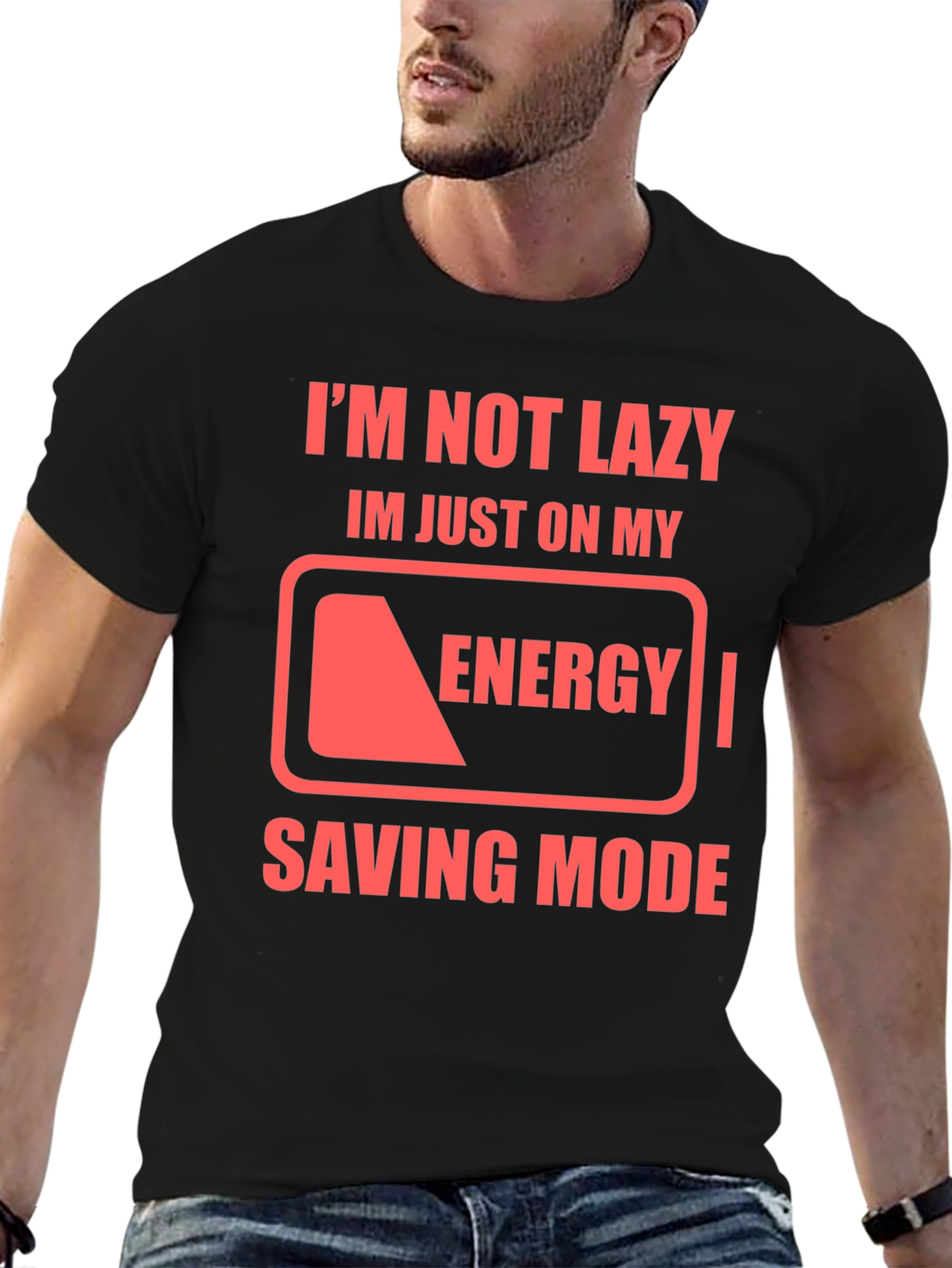 Im Not Lazy Energy Saving Mode Black T-Shirt