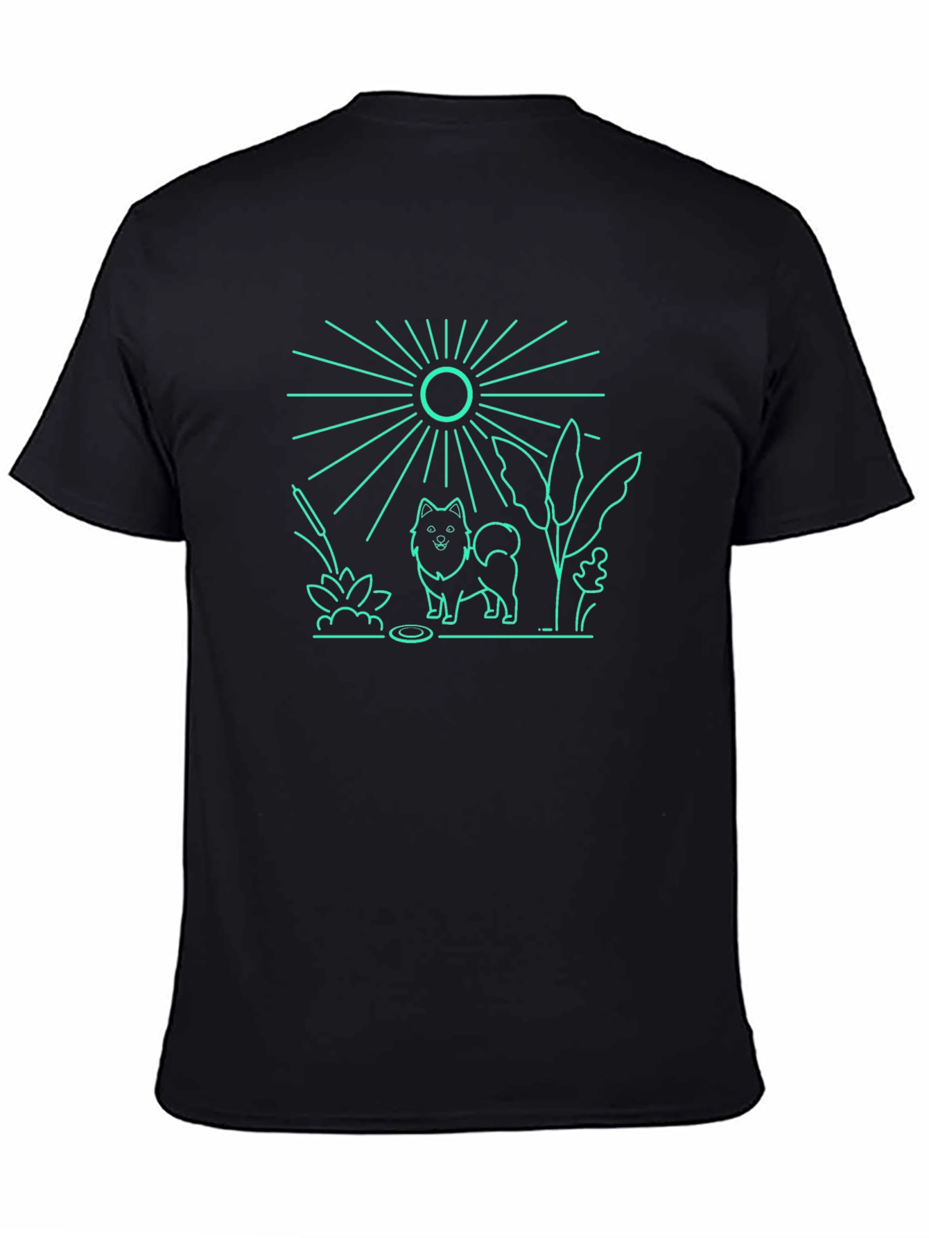 Dog & Sun Graphic Tee - Black Cotton T-Shirt