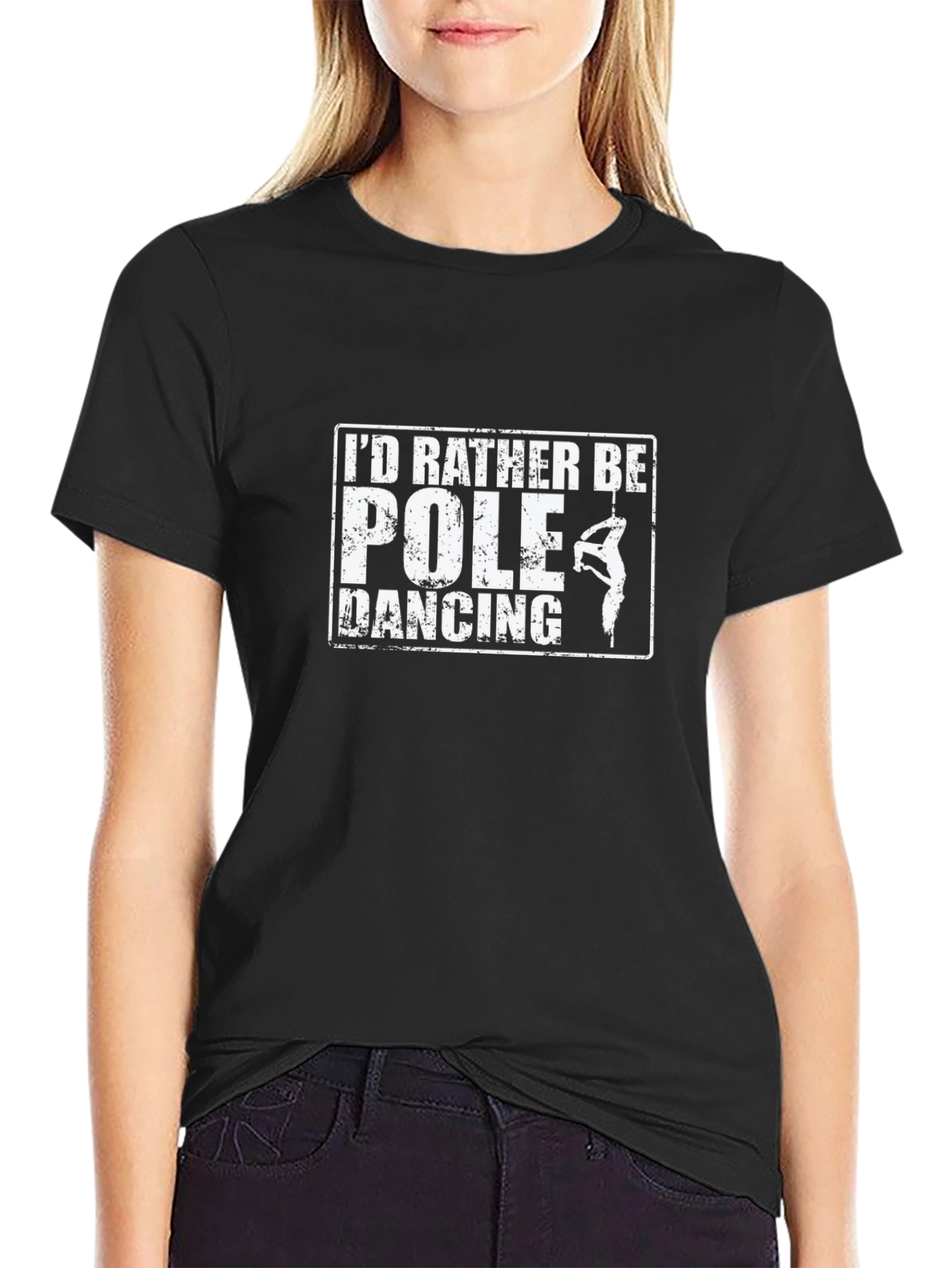 Pole Dancing Graphic Tee - Black Cotton T-Shirt