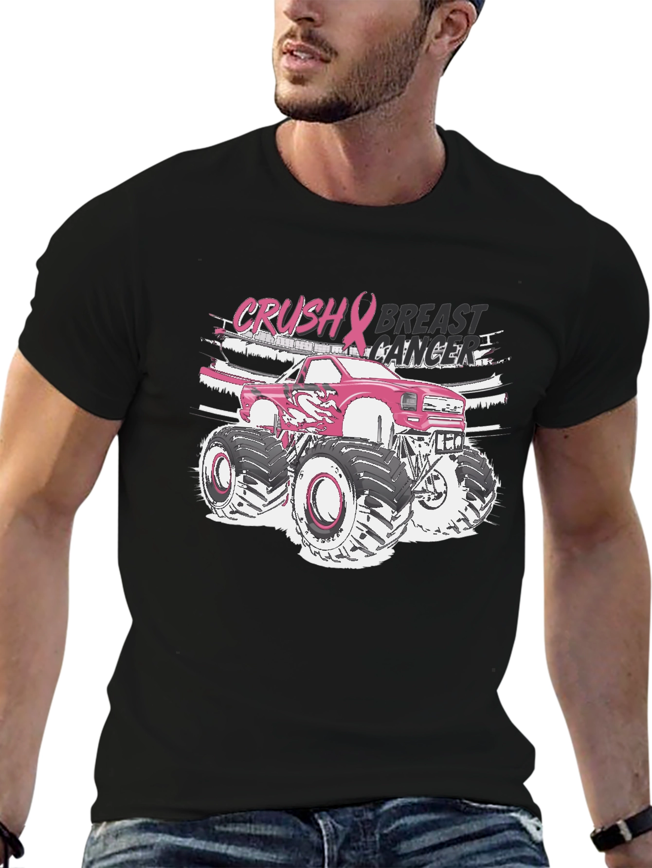 Crush Breast Cancer Monster Truck T-Shirt