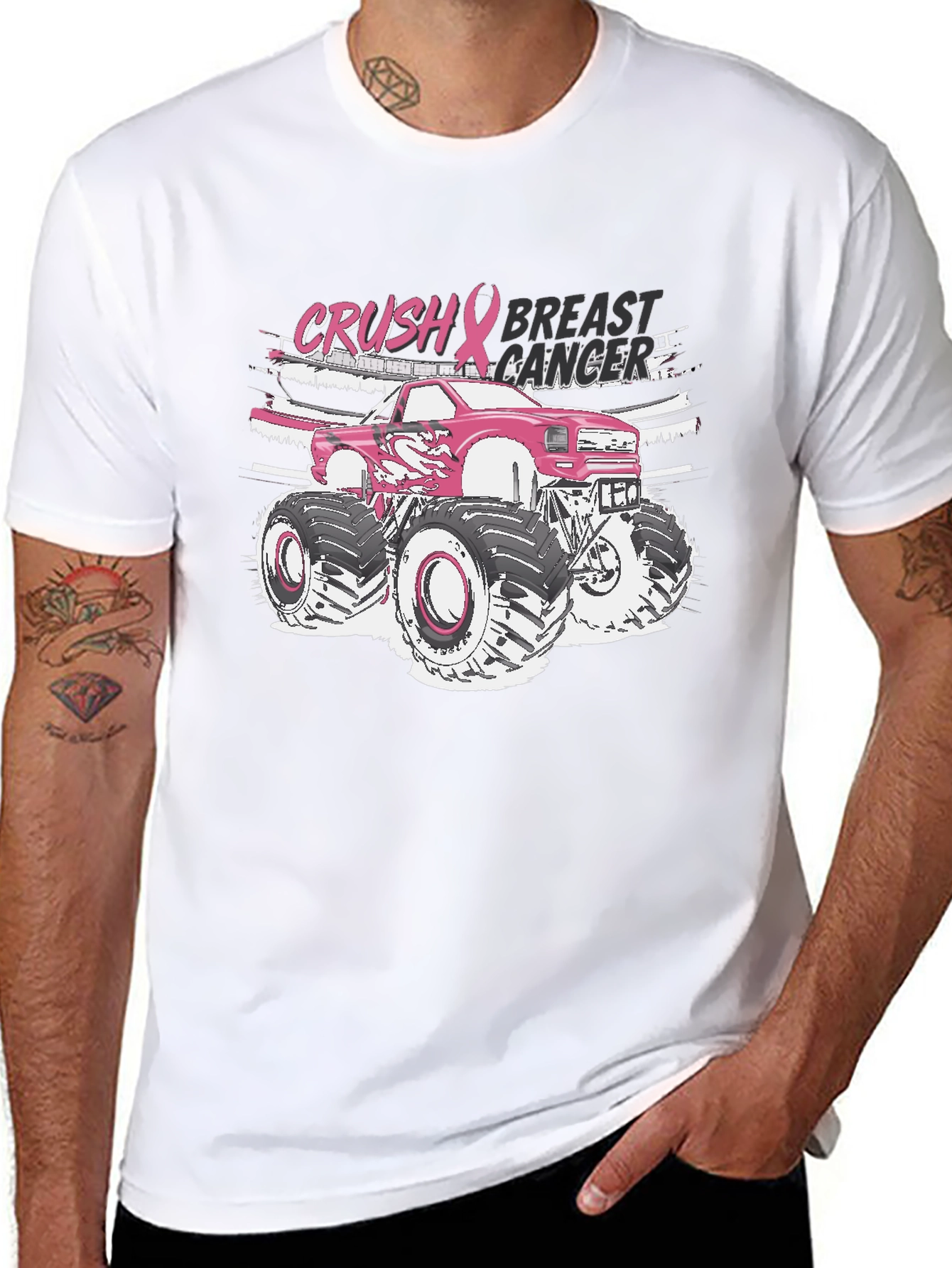 Crush Breast Cancer Monster Truck T-Shirt