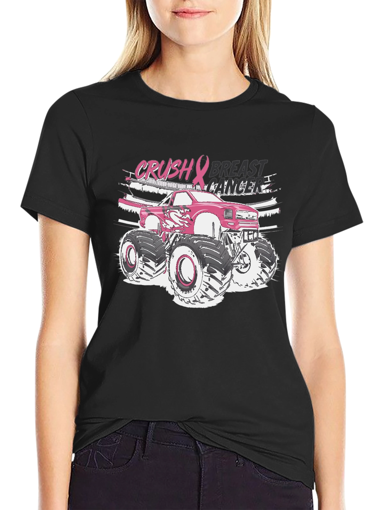 Crush Breast Cancer Monster Truck T-Shirt