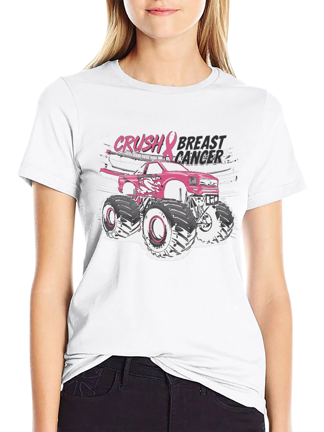Crush Breast Cancer Monster Truck T-Shirt