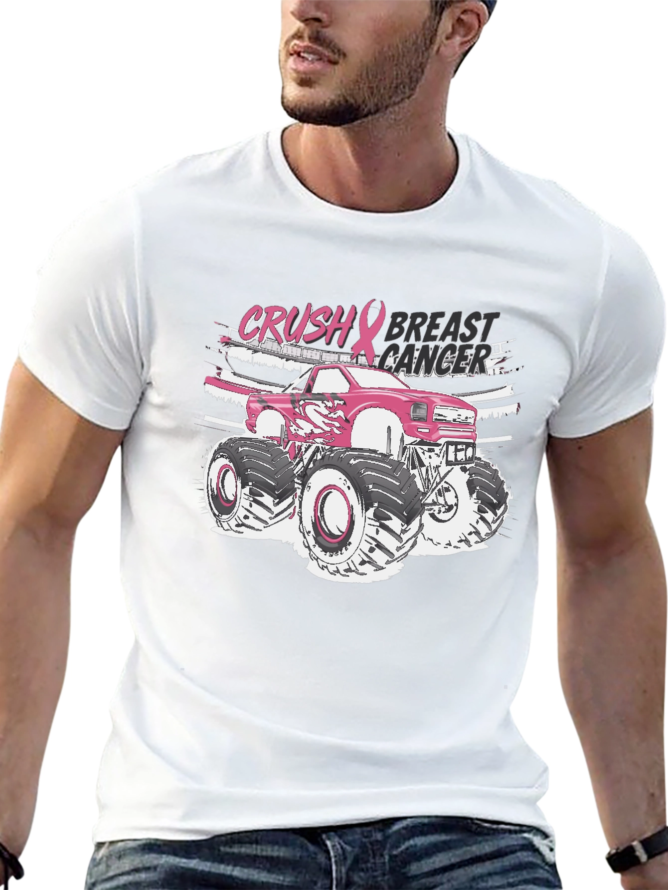 Crush Breast Cancer Monster Truck T-Shirt