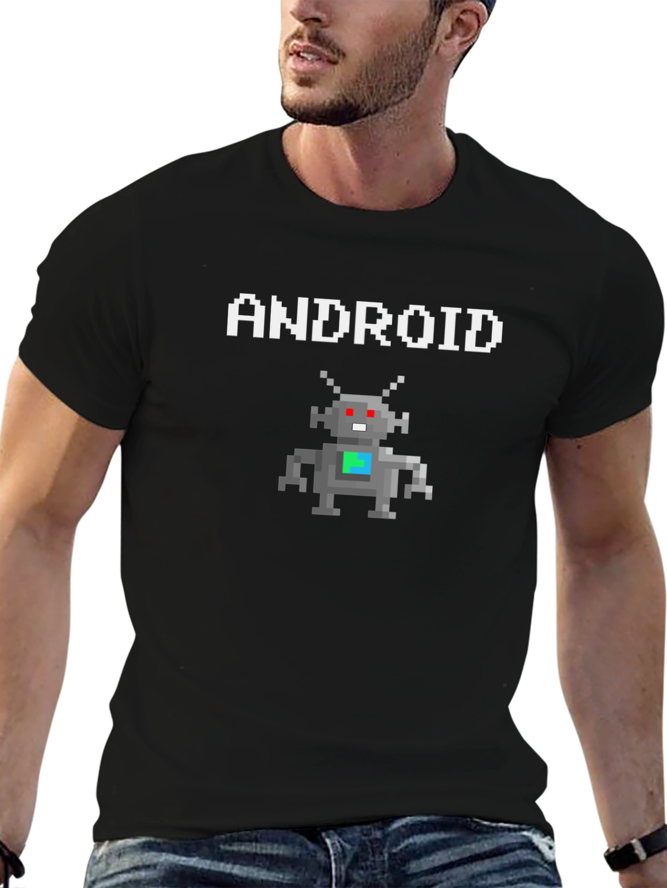 Android Robot Pixel Art Graphic T-Shirt