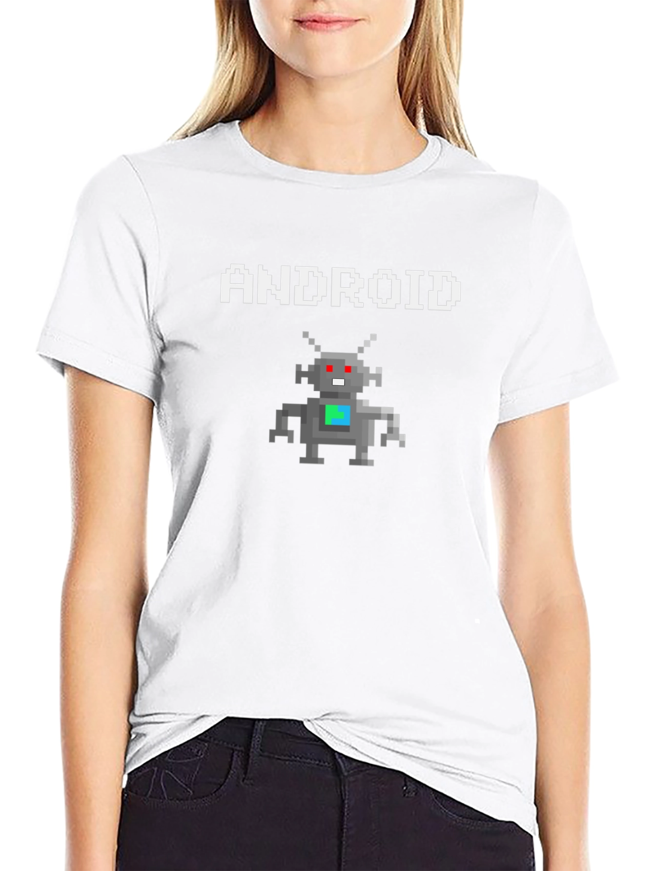 Android Robot Pixel Art Graphic T-Shirt