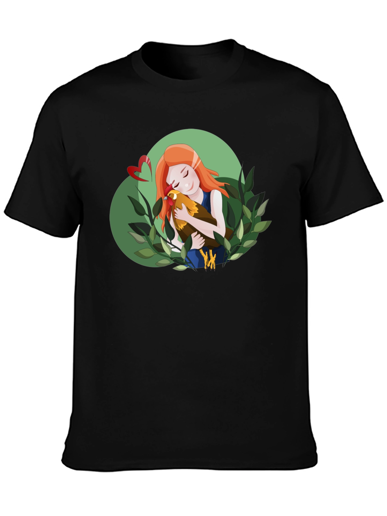 Girl Hugging Chicken T-Shirt - Cute Graphic Tee