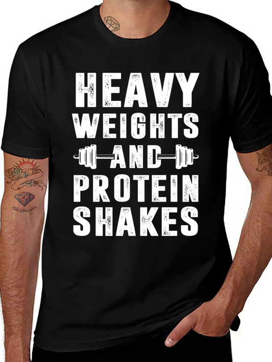 Heavy Weights & Protein Shakes Graphic T-Shirt