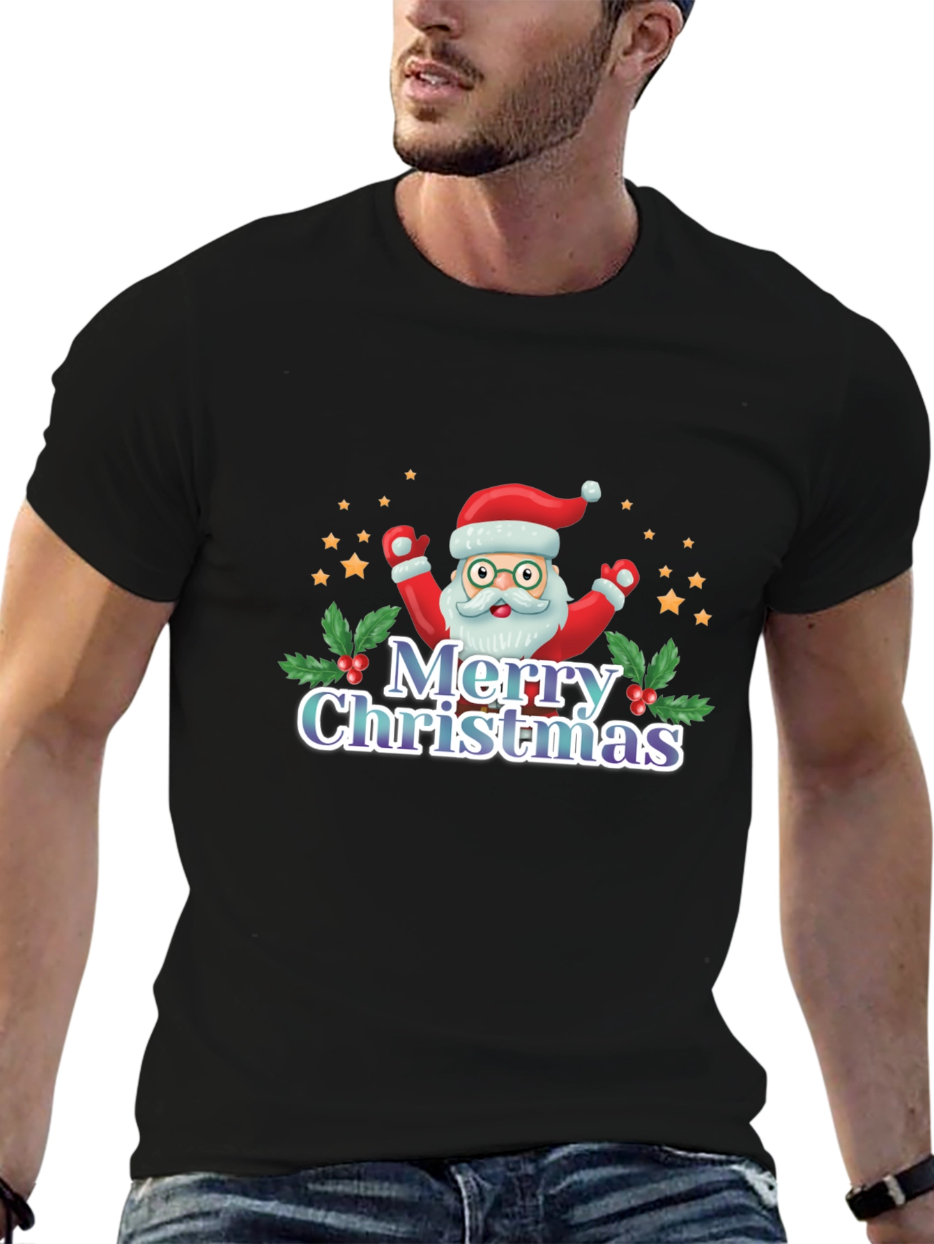 Festive Merry Christmas Santa Graphic Tee