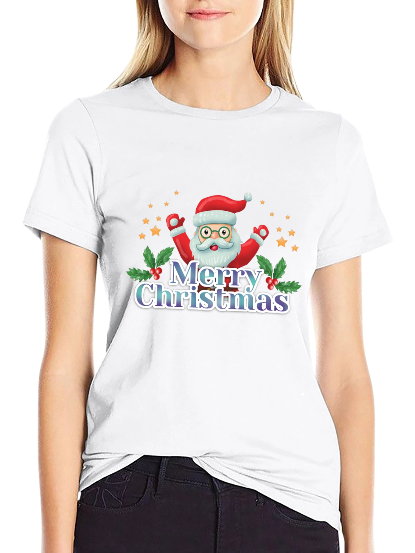Festive Merry Christmas Santa Graphic Tee