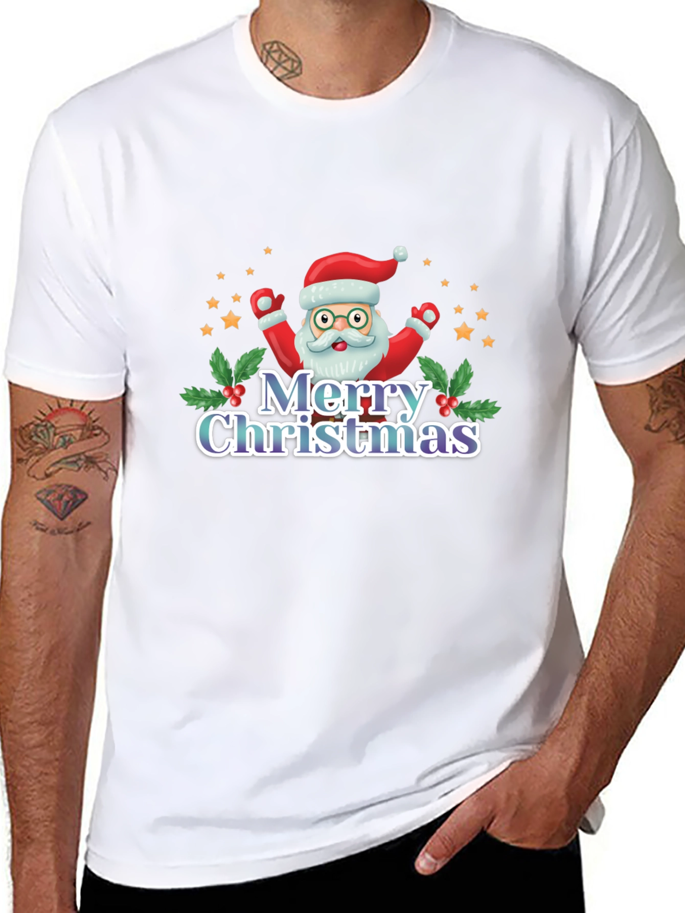 Festive Merry Christmas Santa Graphic Tee