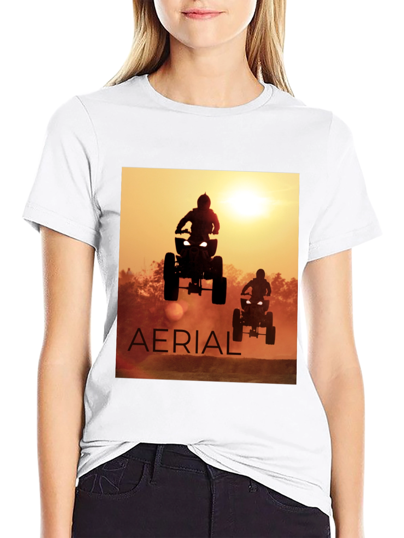 Aerial ATV Sunset Black T-Shirt