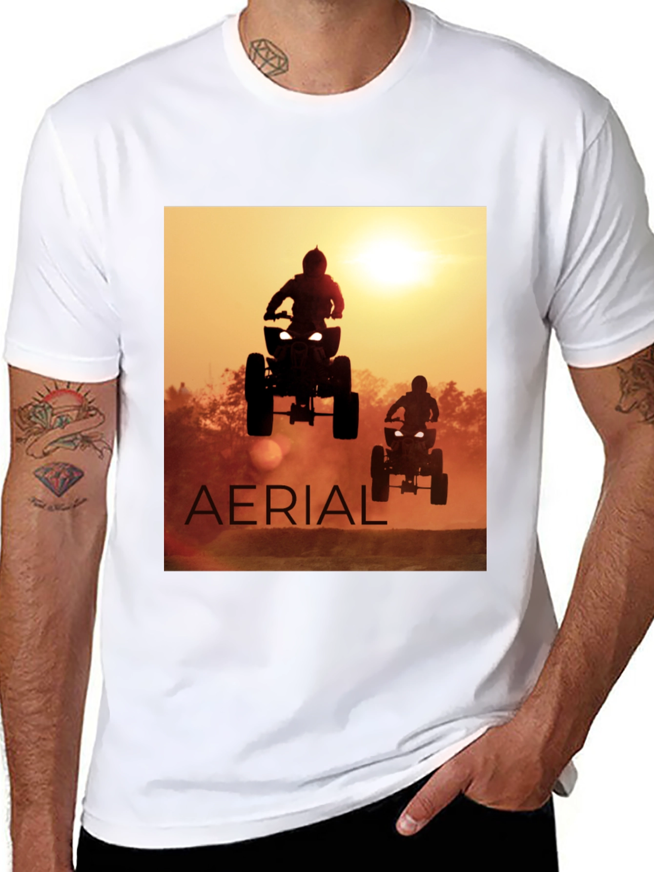 Aerial ATV Sunset Black T-Shirt