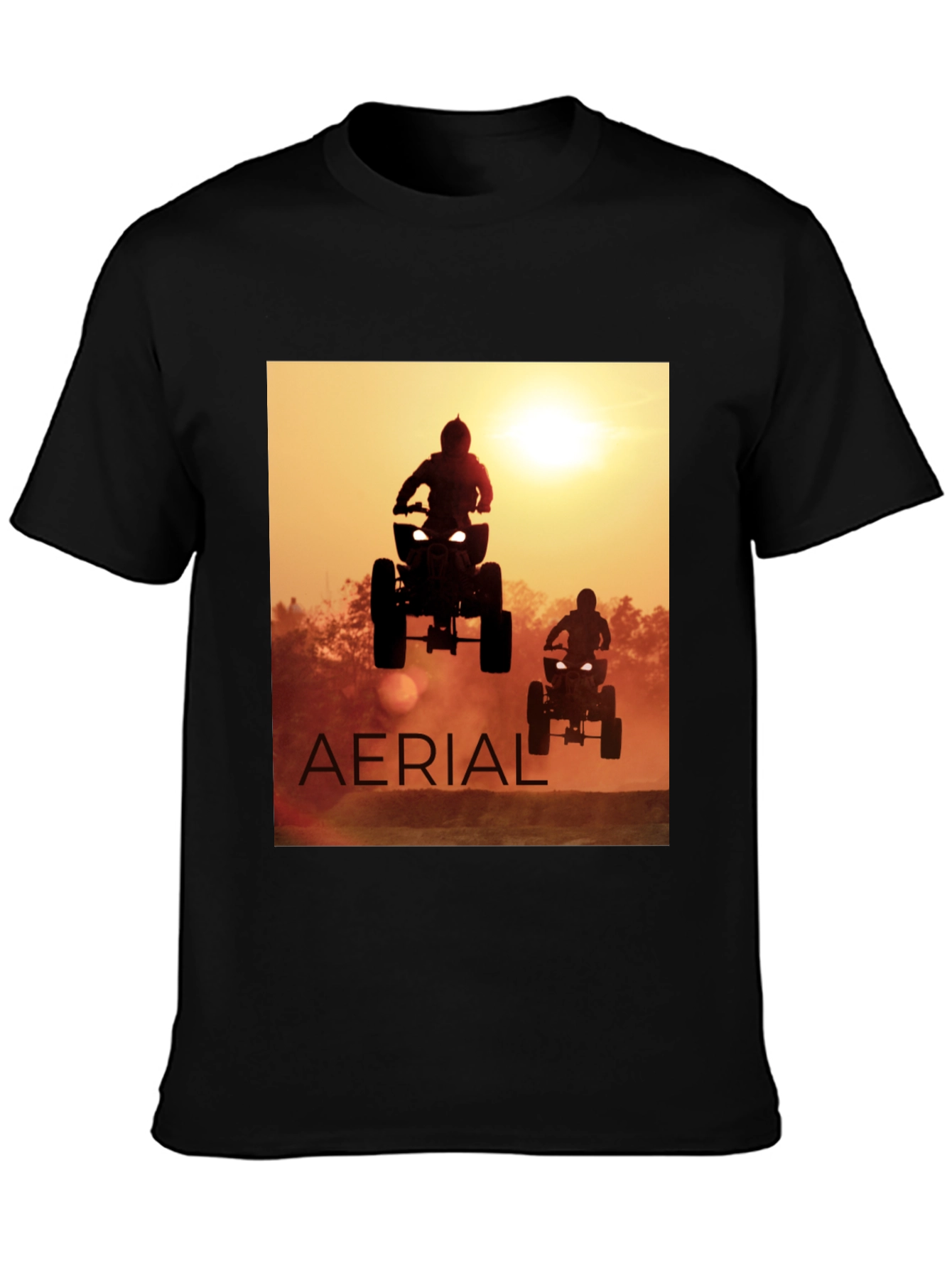 Aerial ATV Sunset Black T-Shirt