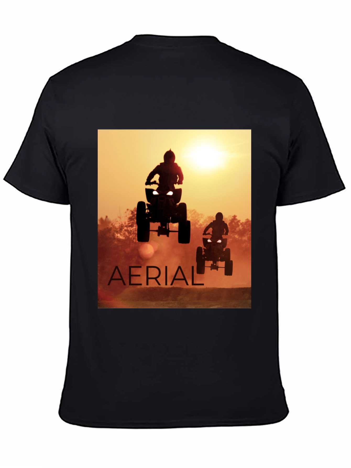 Aerial ATV Sunset Black T-Shirt