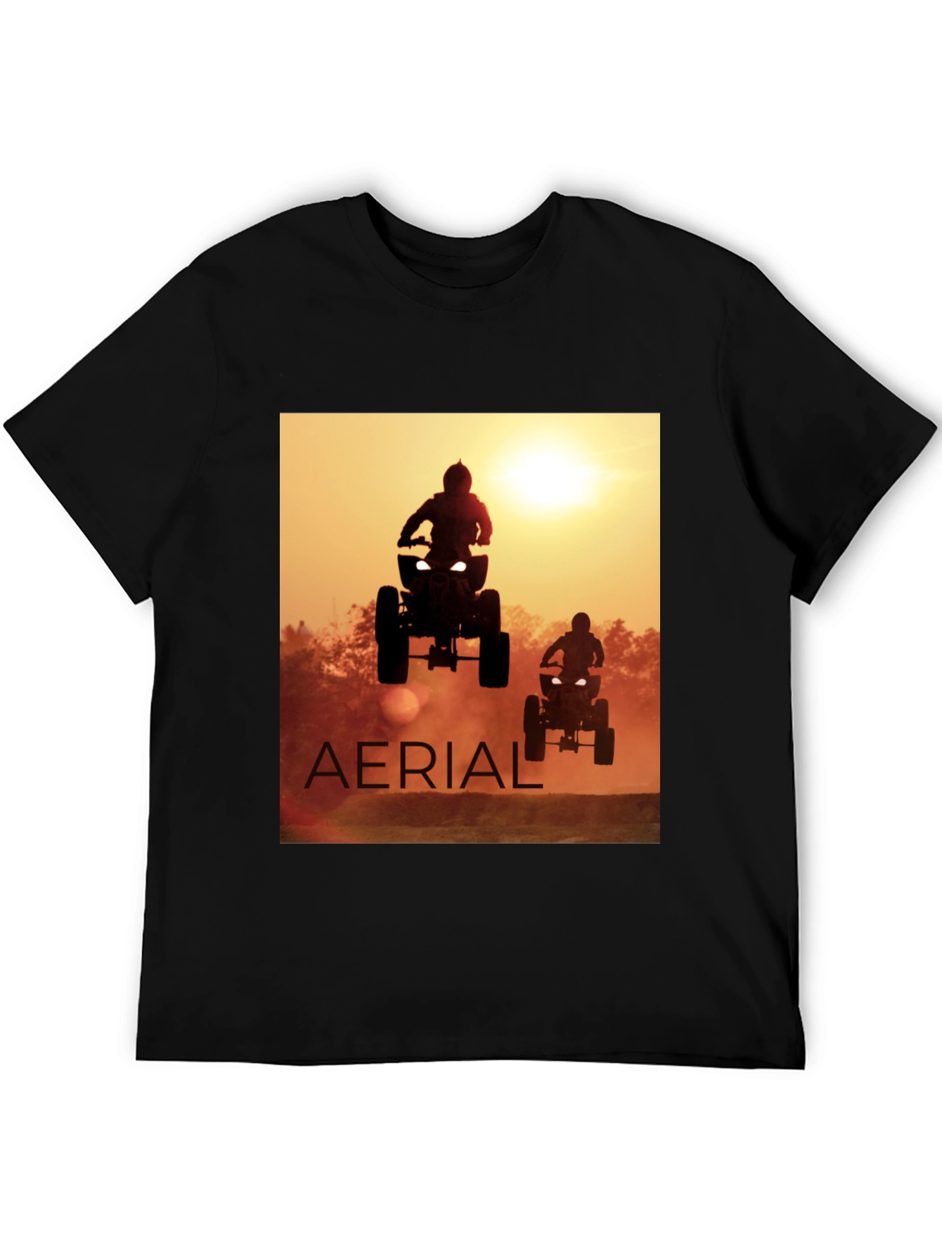 Aerial ATV Sunset Black T-Shirt