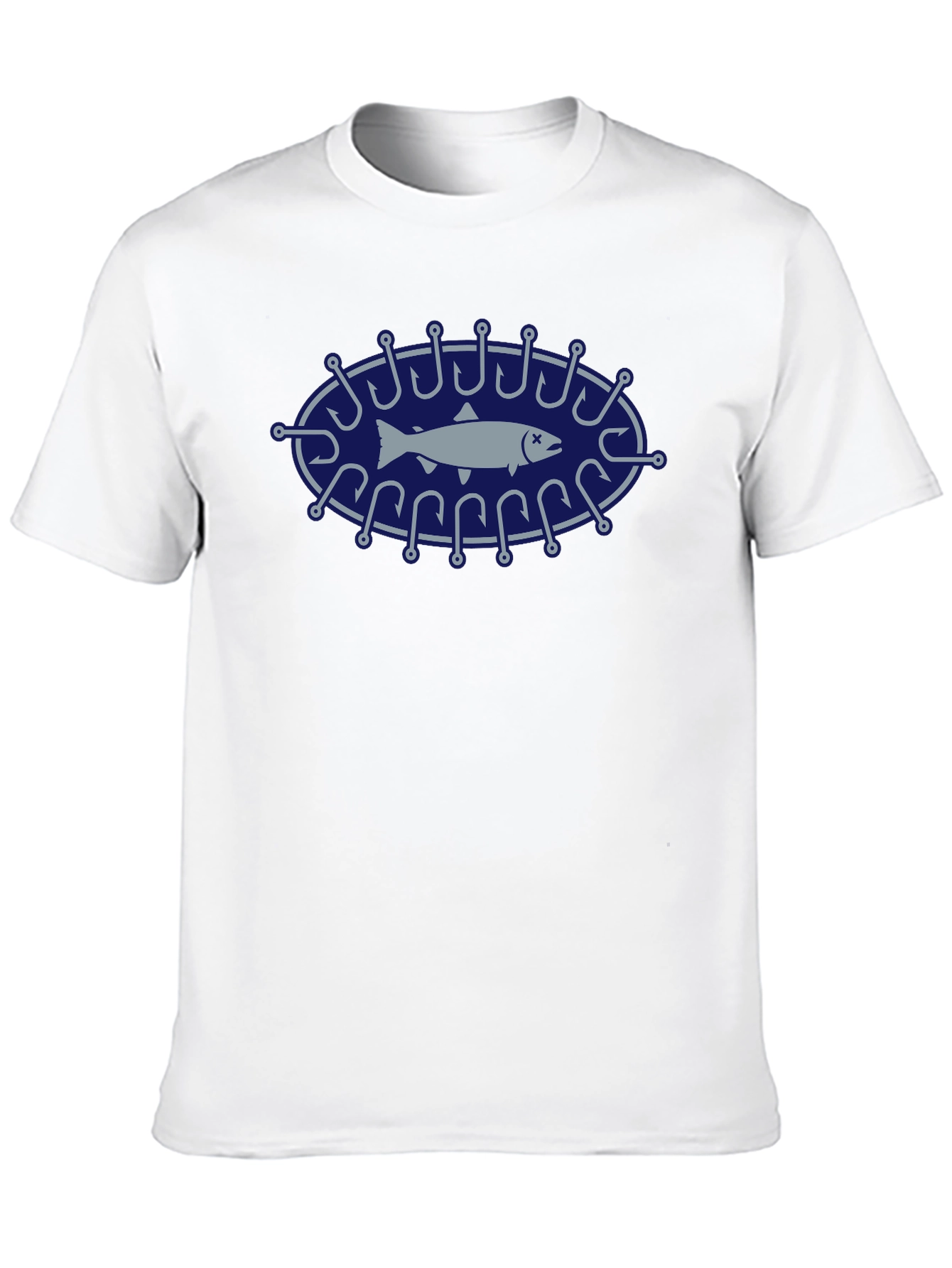 Fishing Hook Fish Graphic Tee - Black