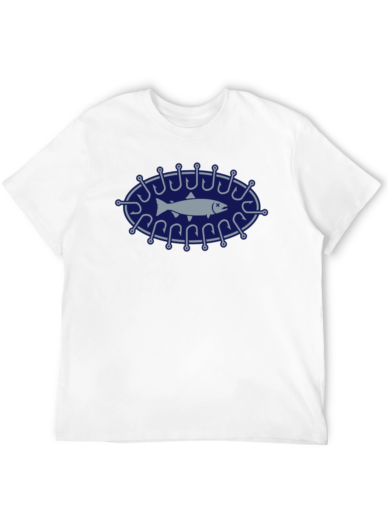 Fishing Hook Fish Graphic Tee - Black