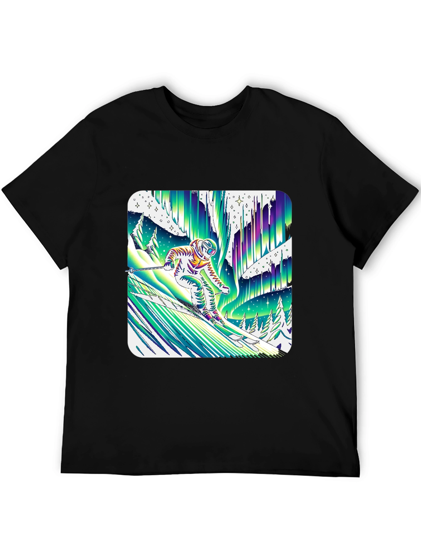 Astronaut Skier Northern Lights T-Shirt