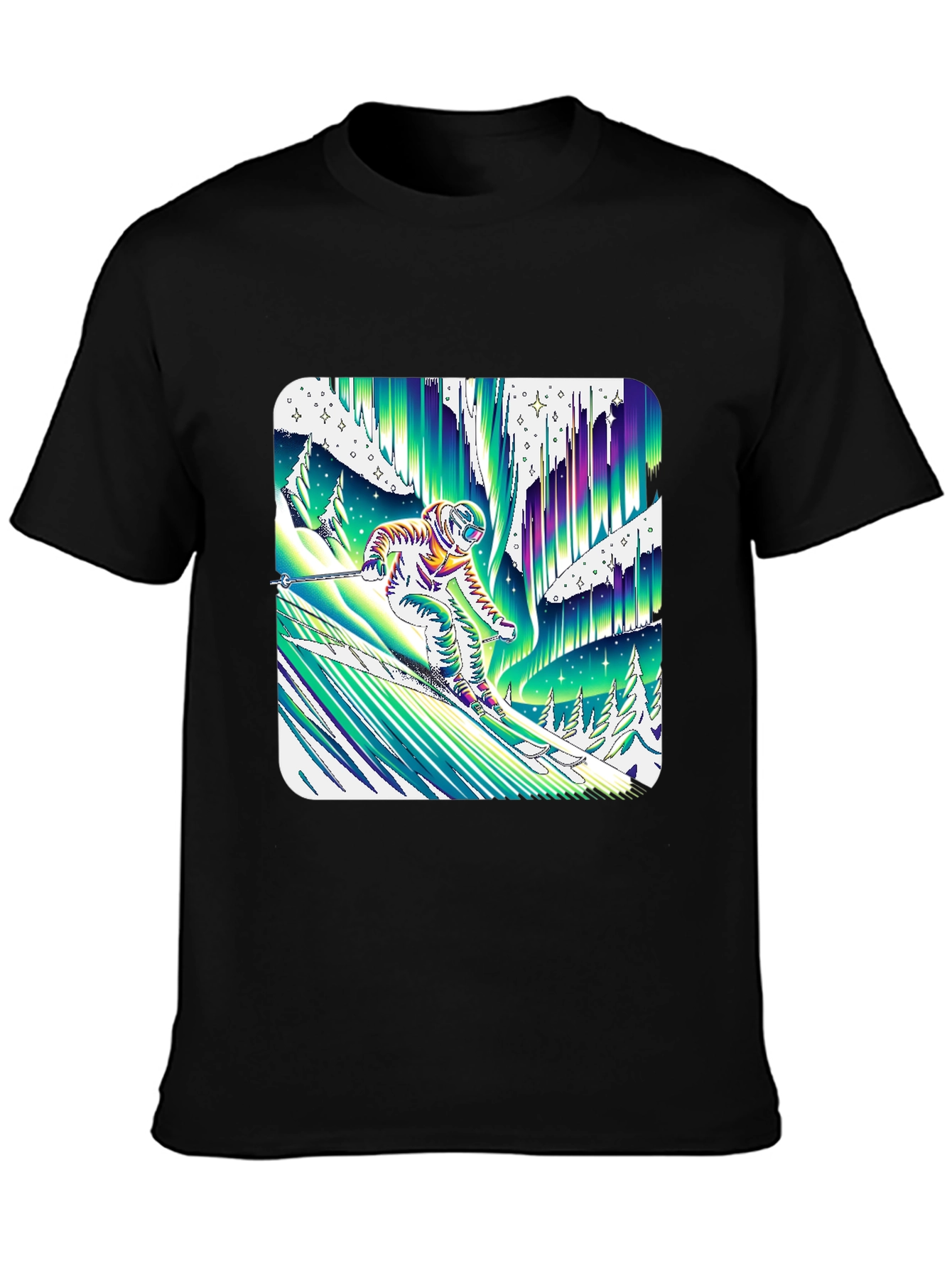 Astronaut Skier Northern Lights T-Shirt
