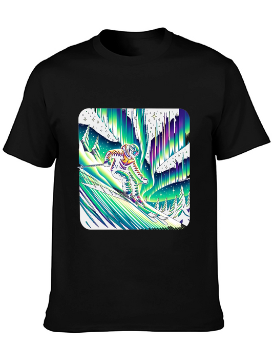 Astronaut Skier Northern Lights T-Shirt