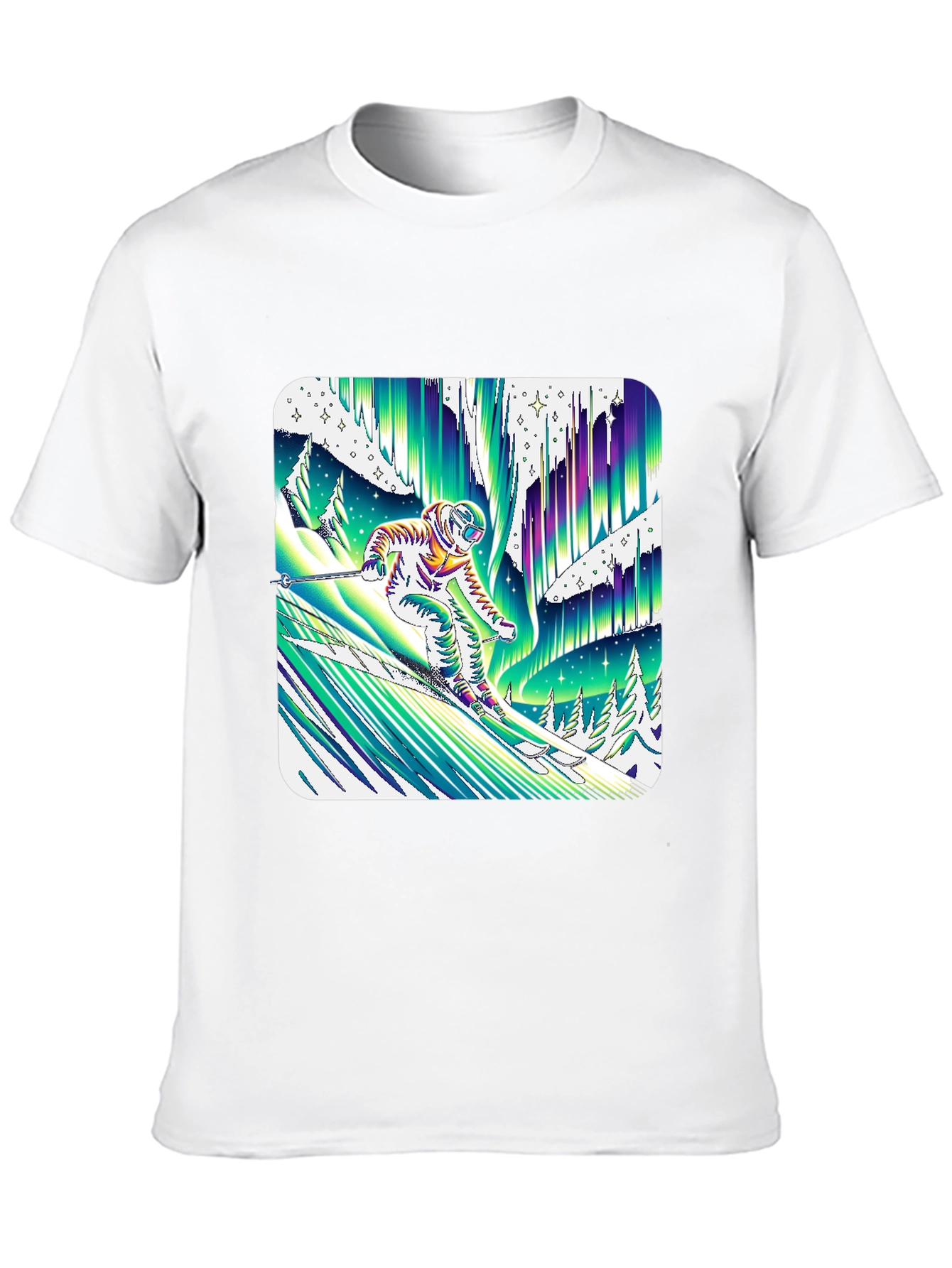 Astronaut Skier Northern Lights T-Shirt