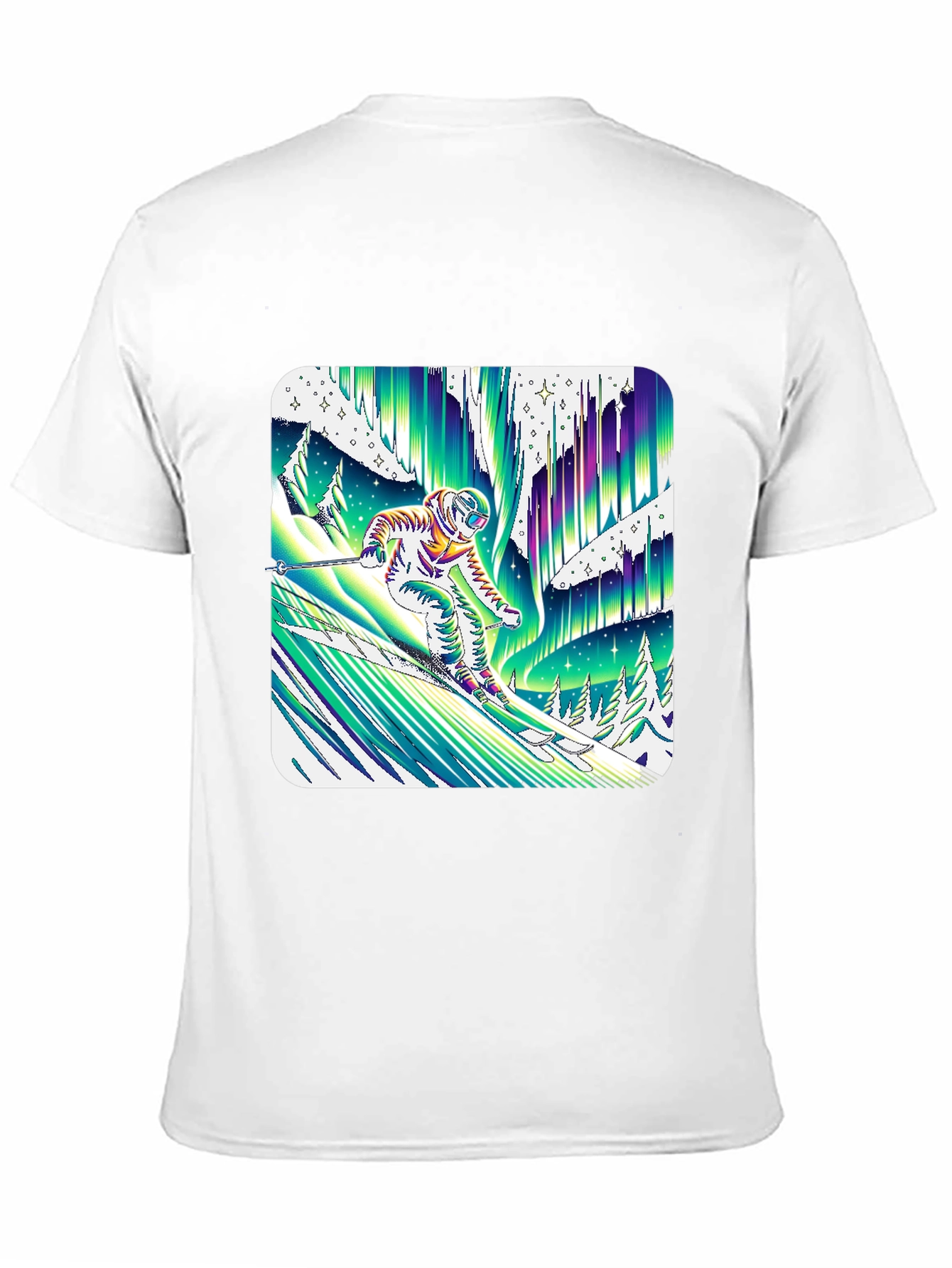 Astronaut Skier Northern Lights T-Shirt