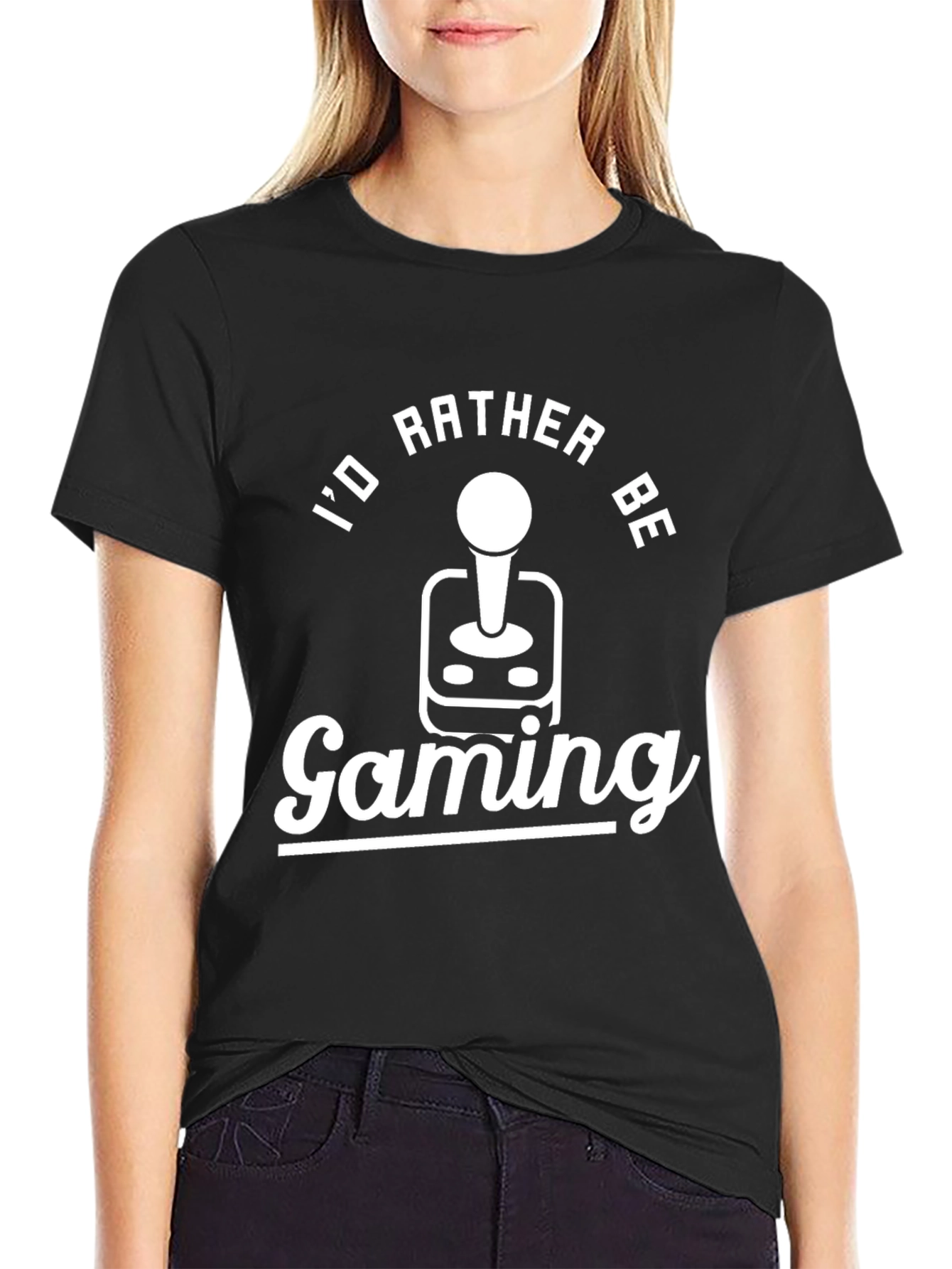Id Rather Be Gaming Black T-Shirt Novelty Tee