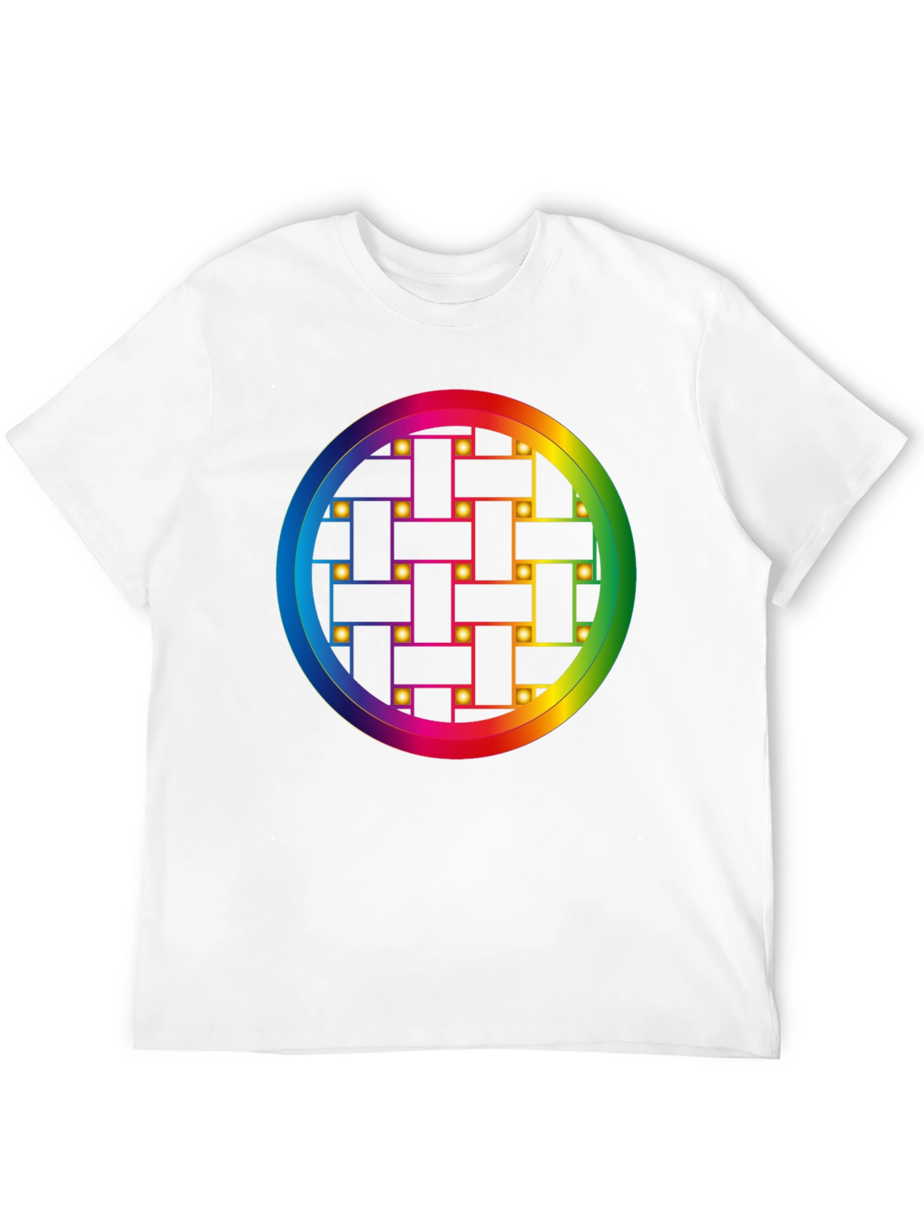 Rainbow Weave Circle Graphic T-Shirt