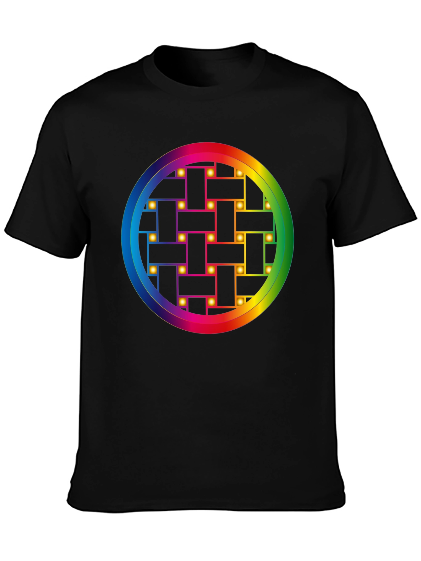 Rainbow Weave Circle Graphic T-Shirt