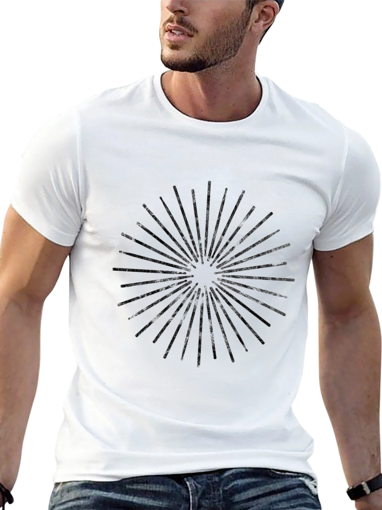 Retro Sunburst Graphic Tee - Soft Cotton Black T-Shirt