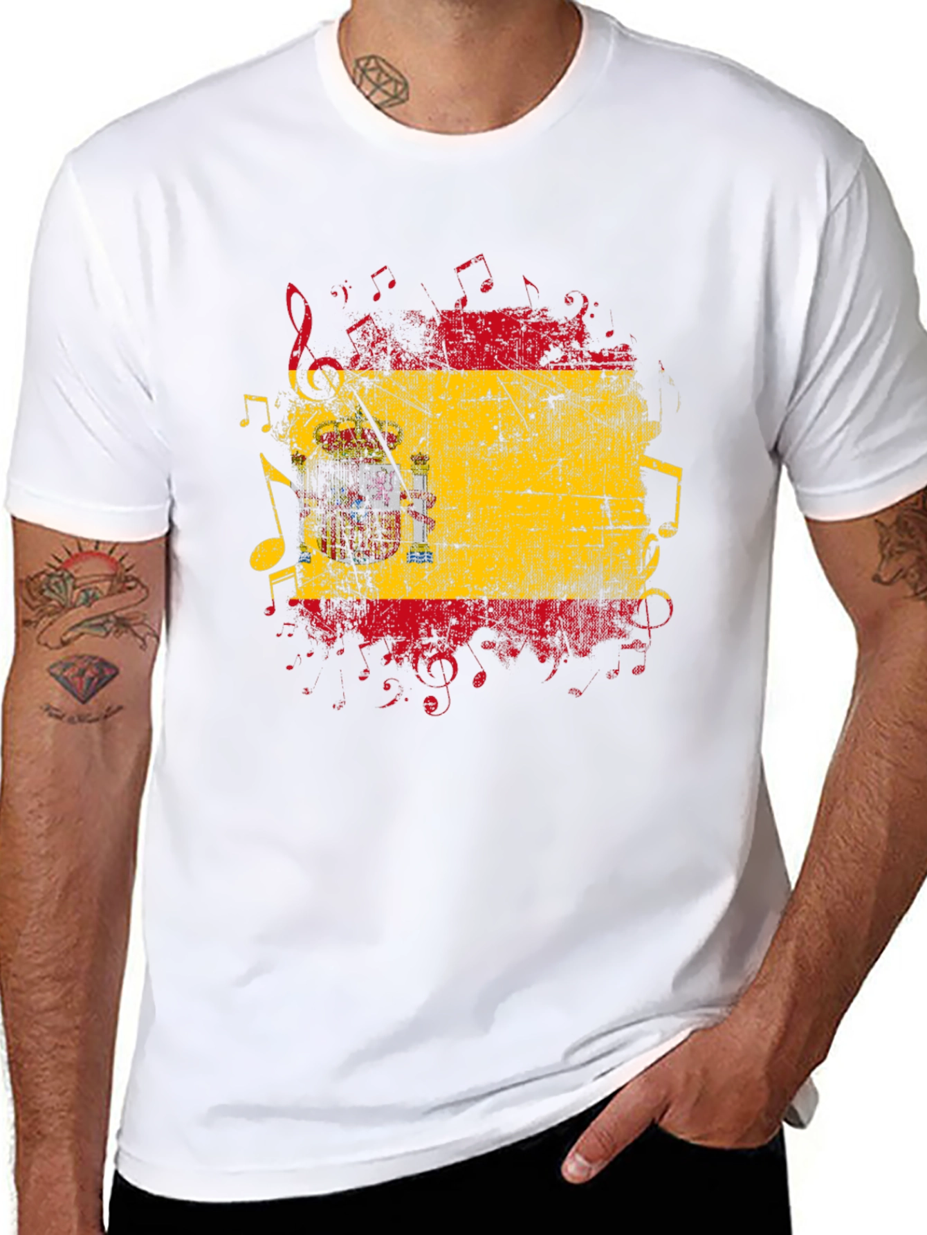 Spanish Flag Music Notes Graphic Tee