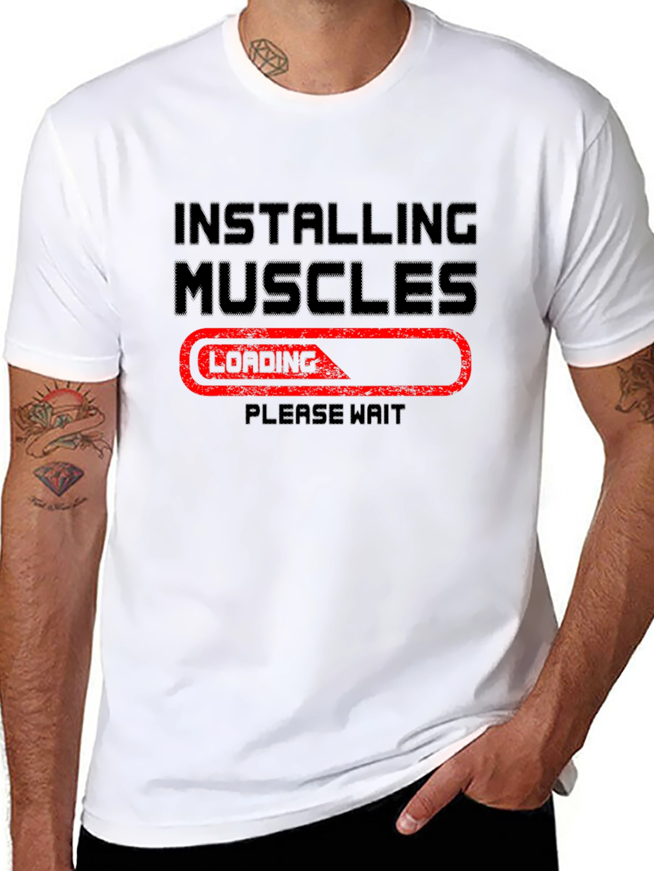Installing Muscles T-Shirt - Funny Gym Workout Tee