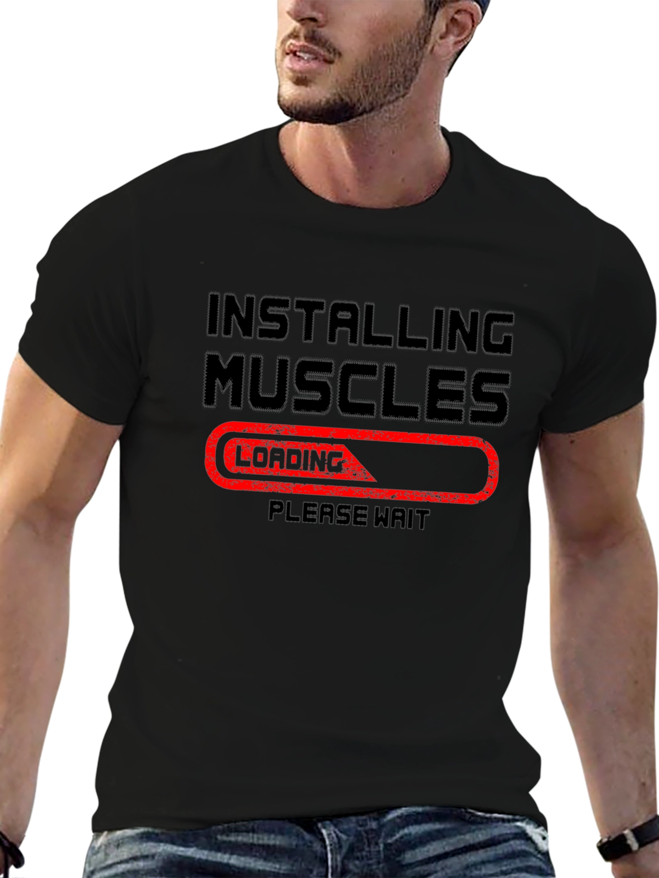 Installing Muscles T-Shirt - Funny Gym Workout Tee