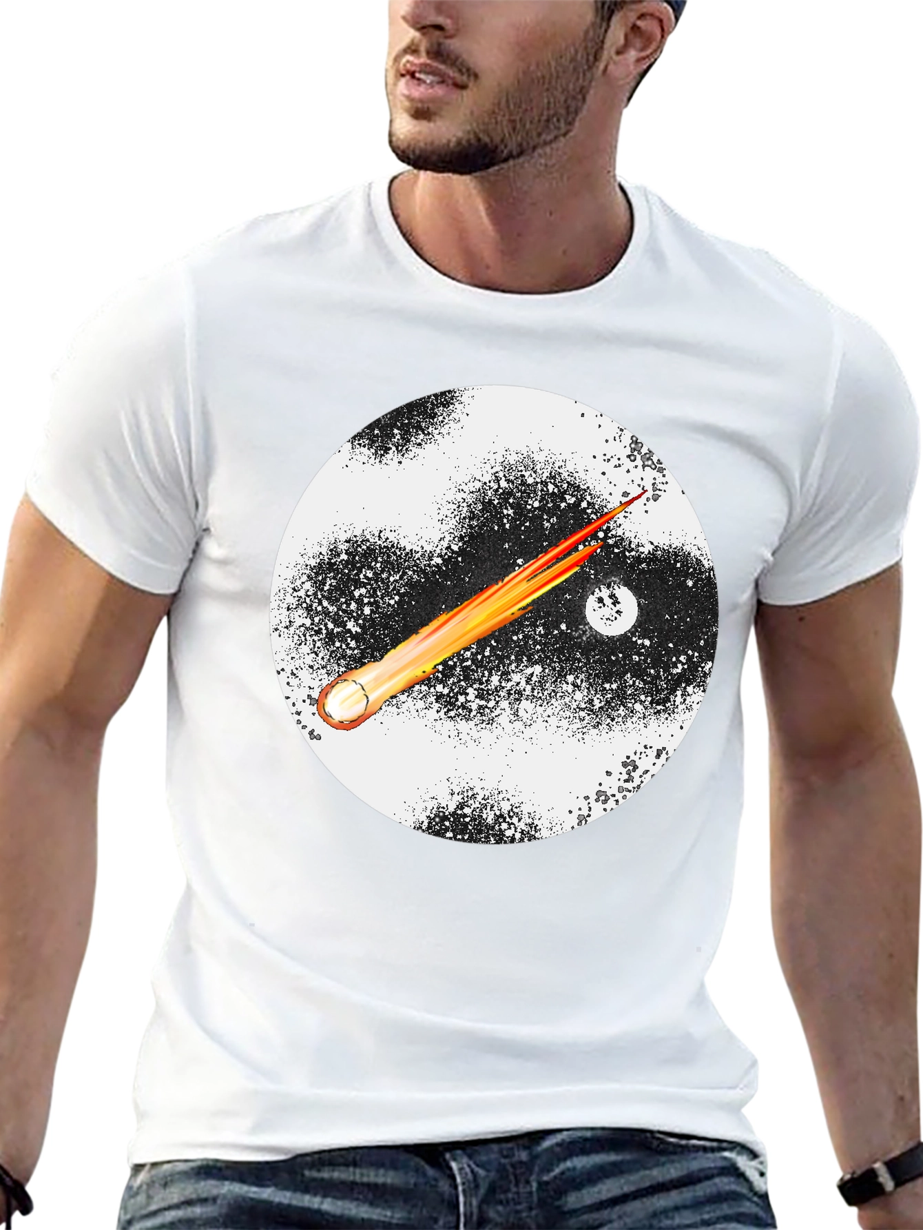 Cosmic Comet Graphic Tee - Black Cotton Blend
