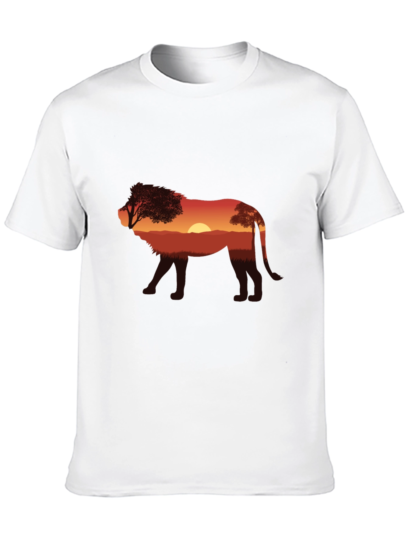 Sunset Lion Graphic Tee - Nature Inspired Black T-Shirt