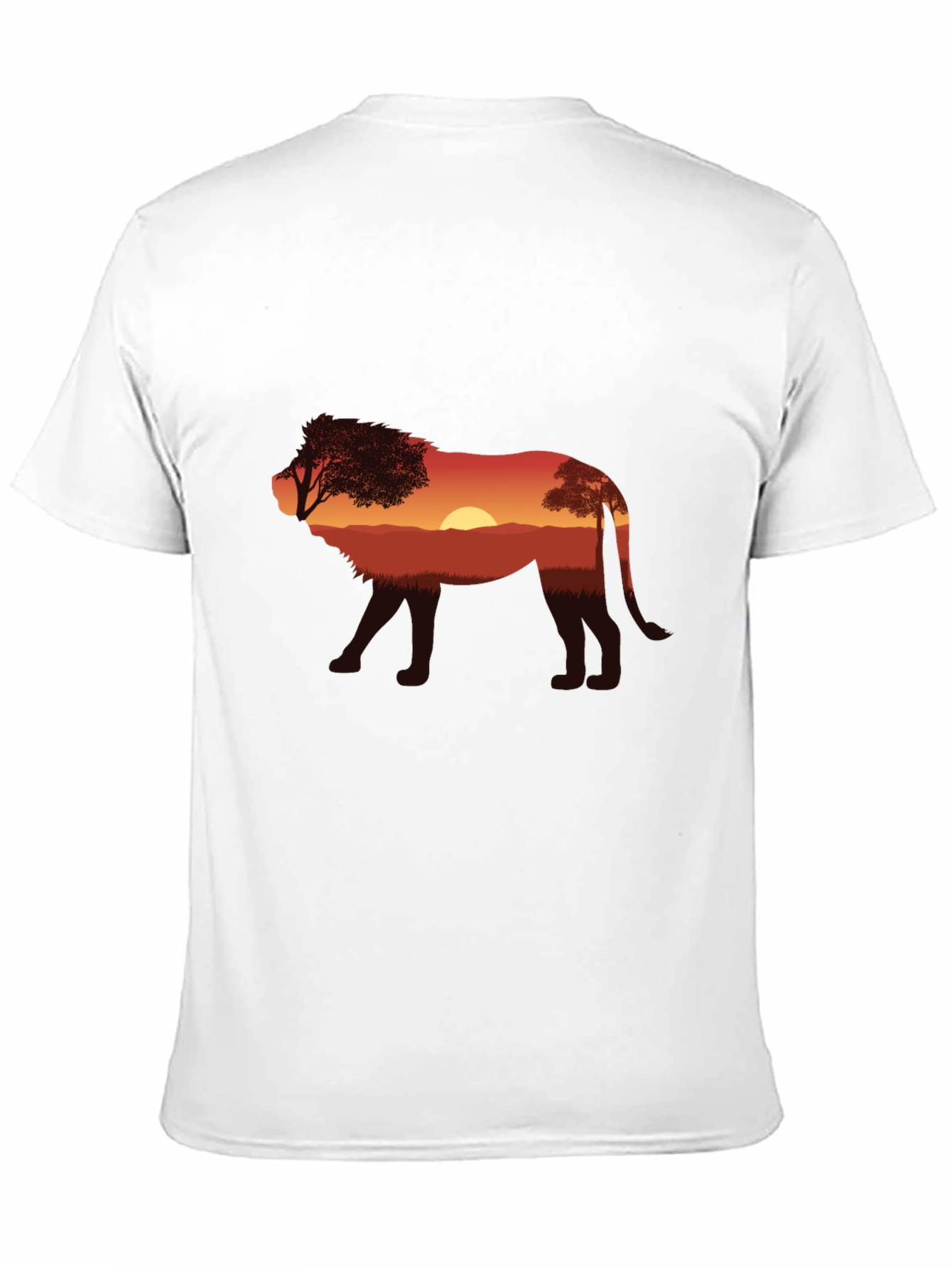 Sunset Lion Graphic Tee - Nature Inspired Black T-Shirt