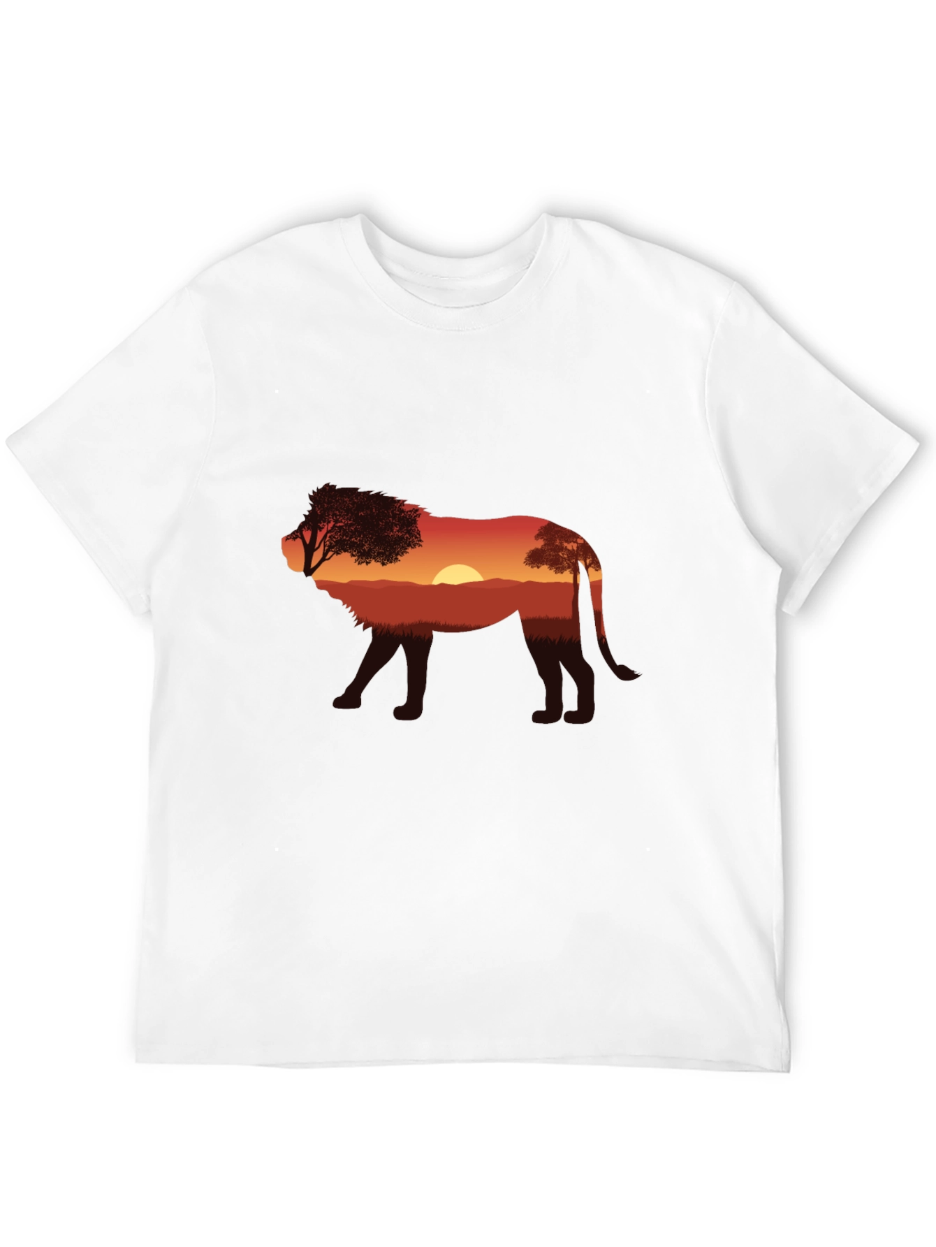 Sunset Lion Graphic Tee - Nature Inspired Black T-Shirt