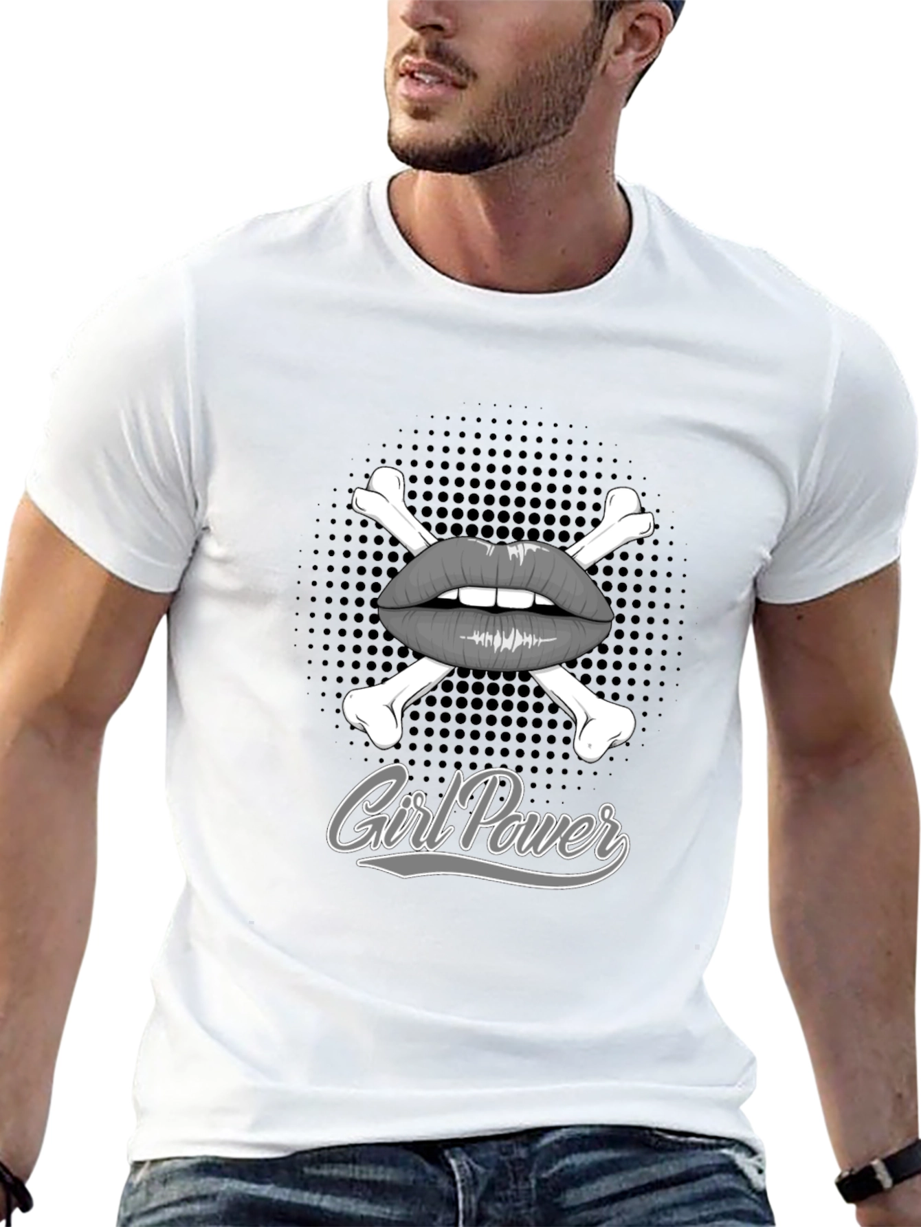 Girl Power T-Shirt: Lips & Crossbones Graphic Tee