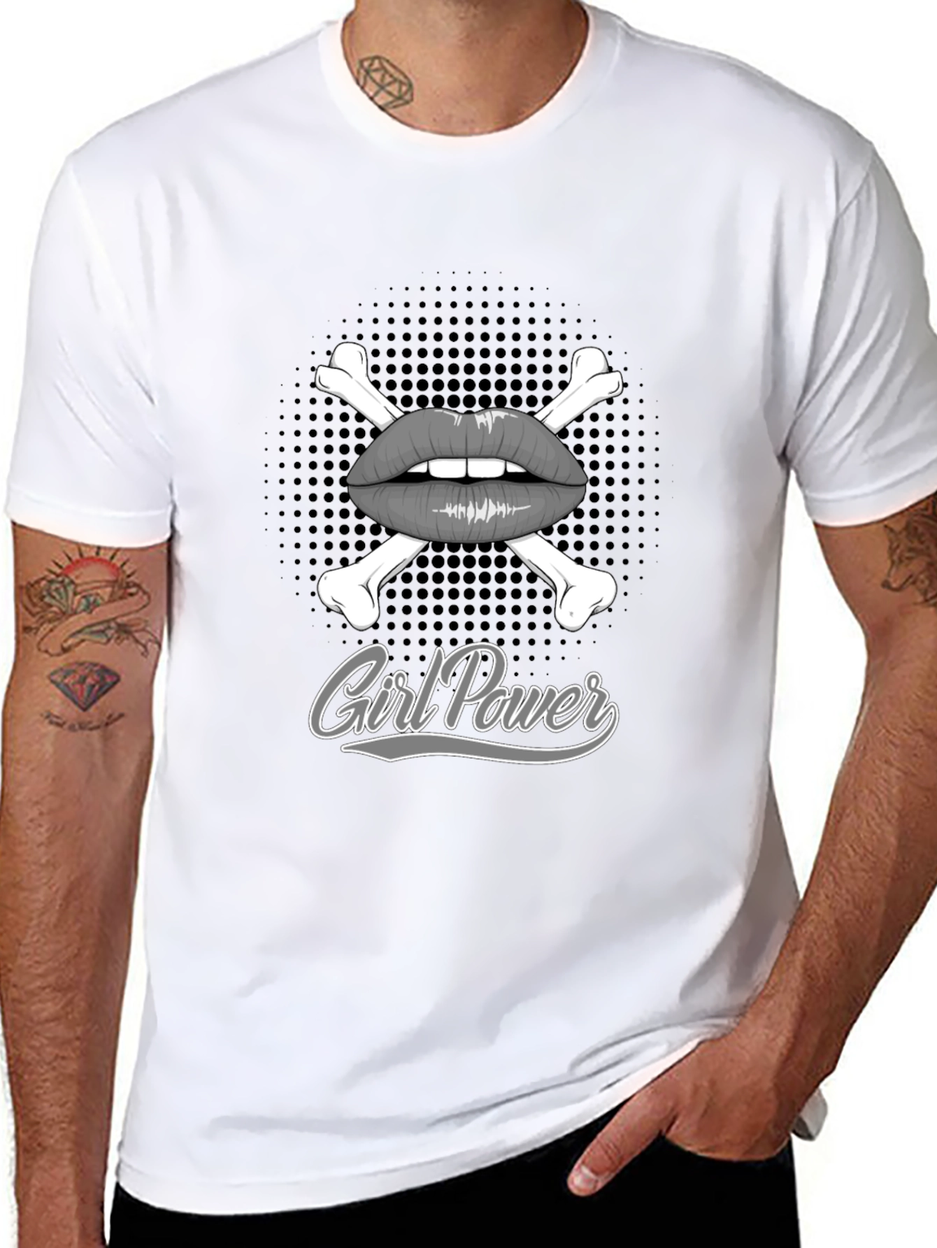 Girl Power T-Shirt: Lips & Crossbones Graphic Tee