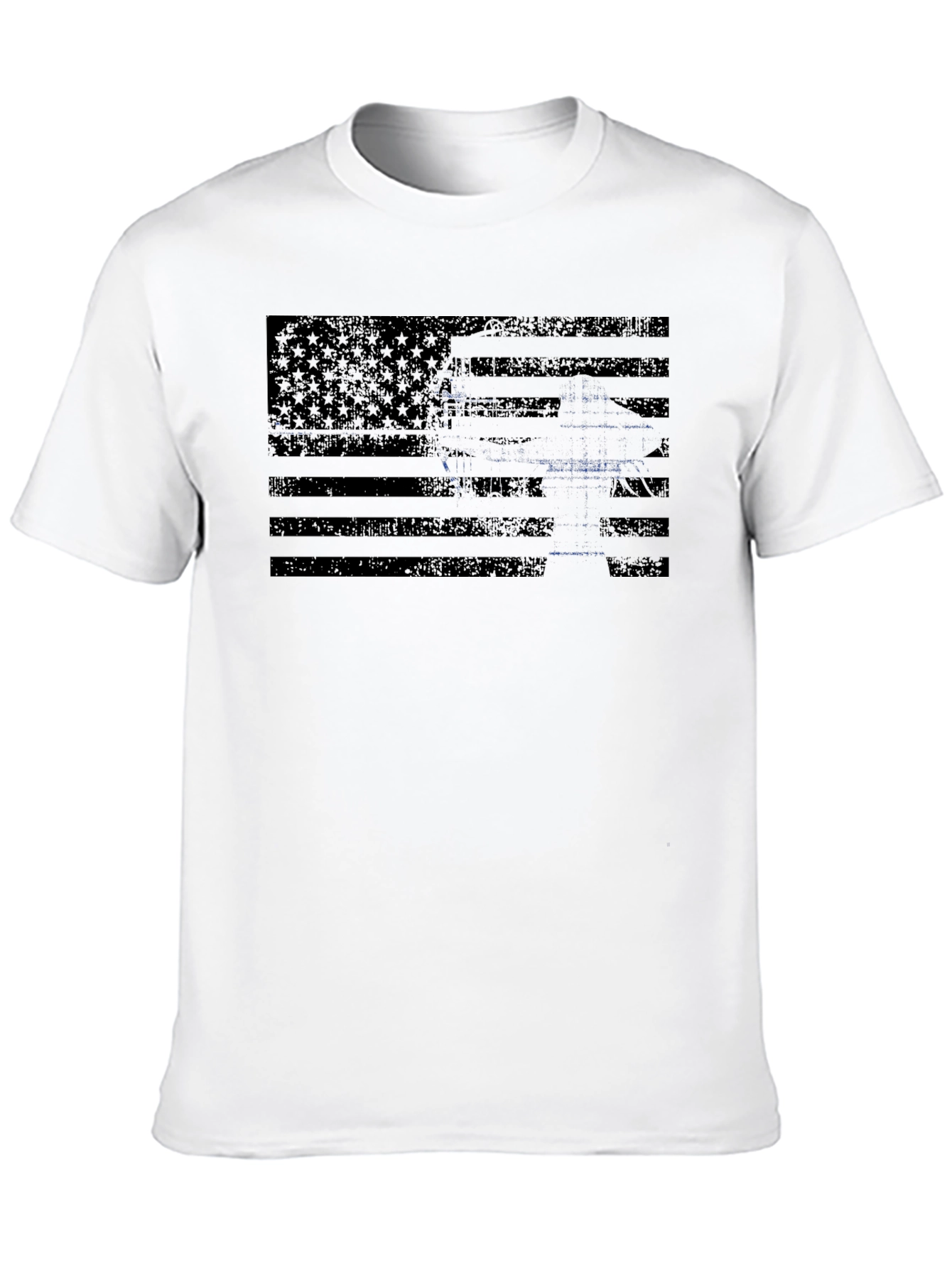 Distressed Flag Gun Graphic Tee - Patriotic Style