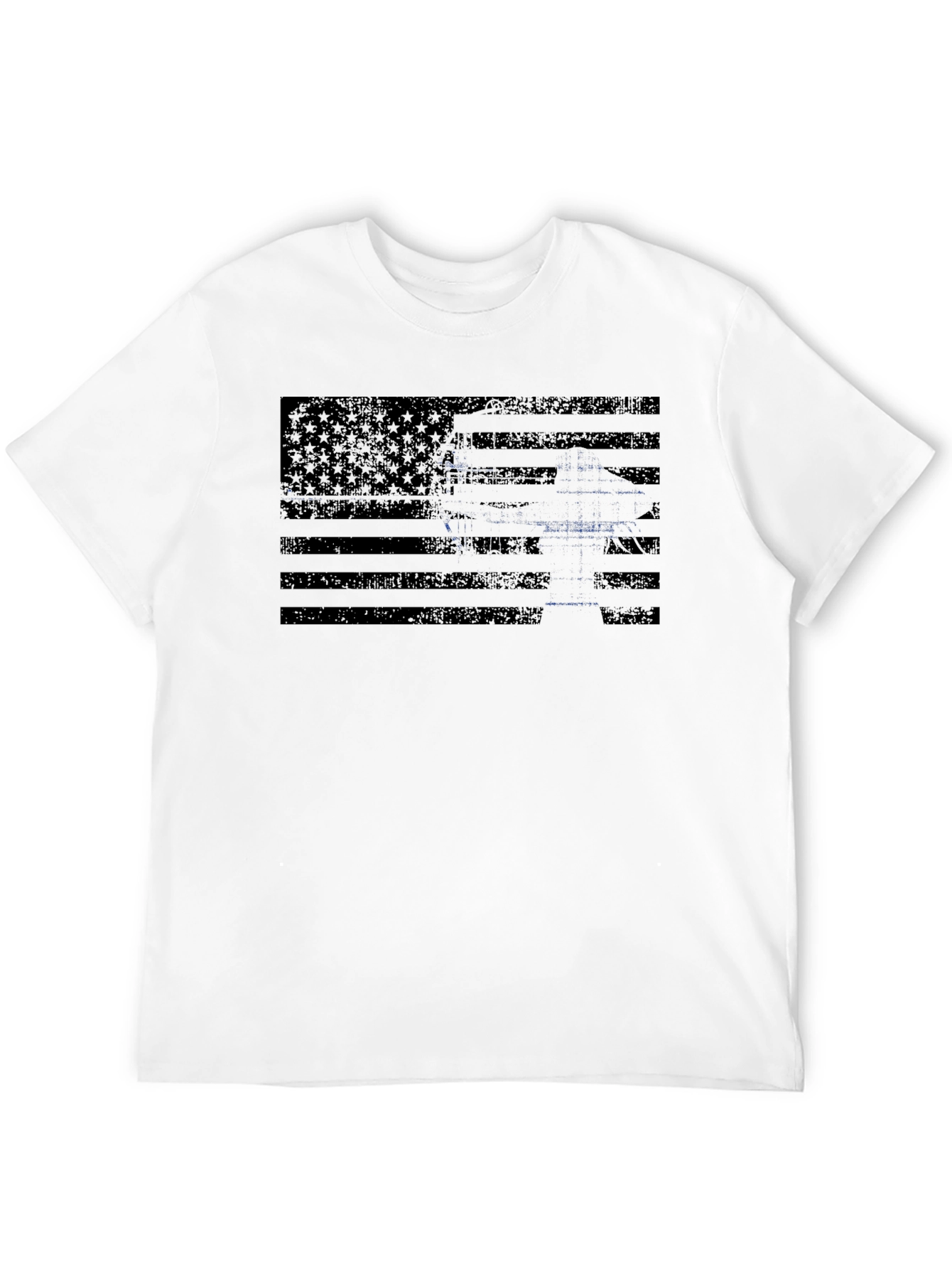 Distressed Flag Gun Graphic Tee - Patriotic Style