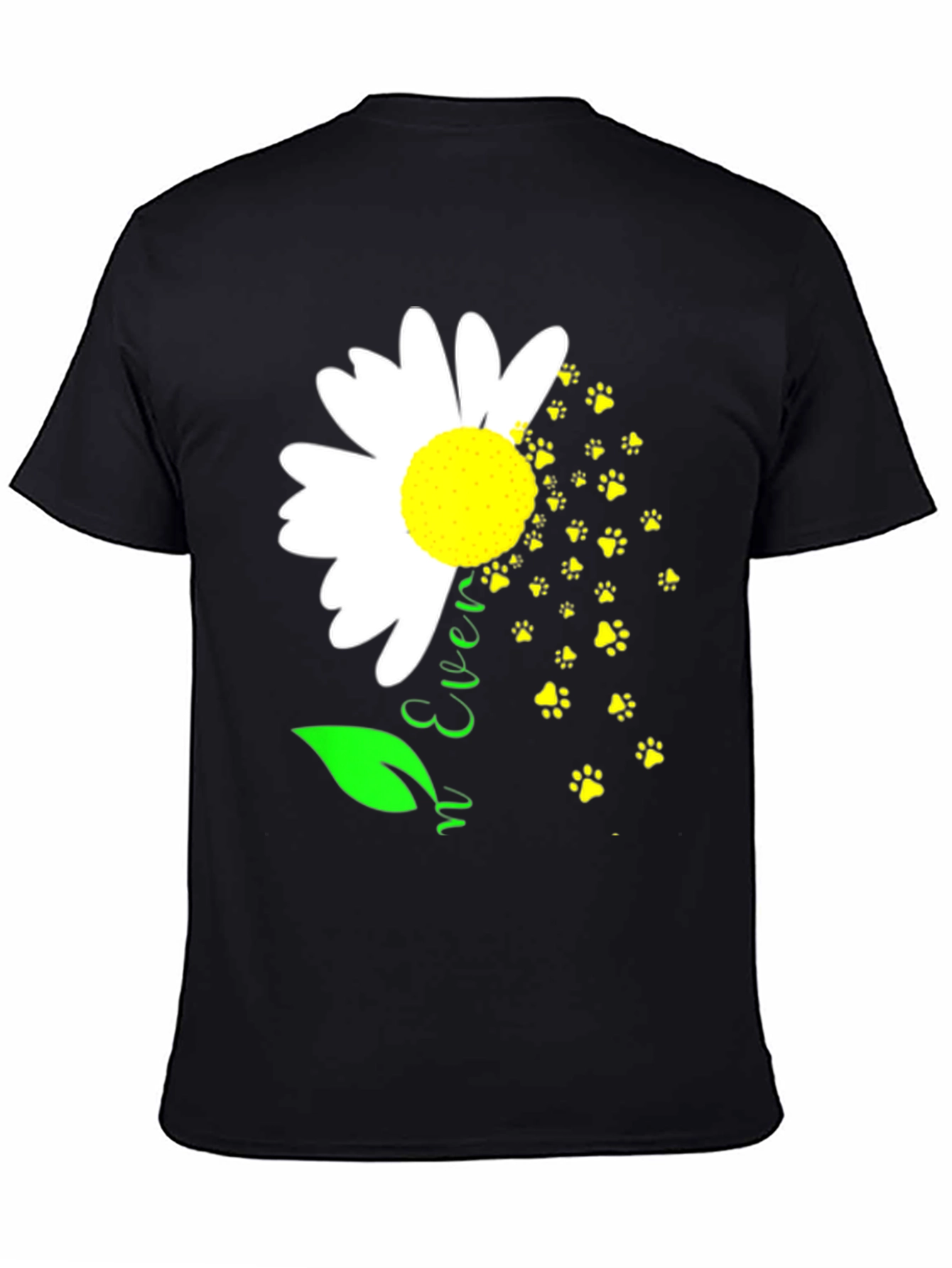 Daisy Paw Prints T-Shirt Black