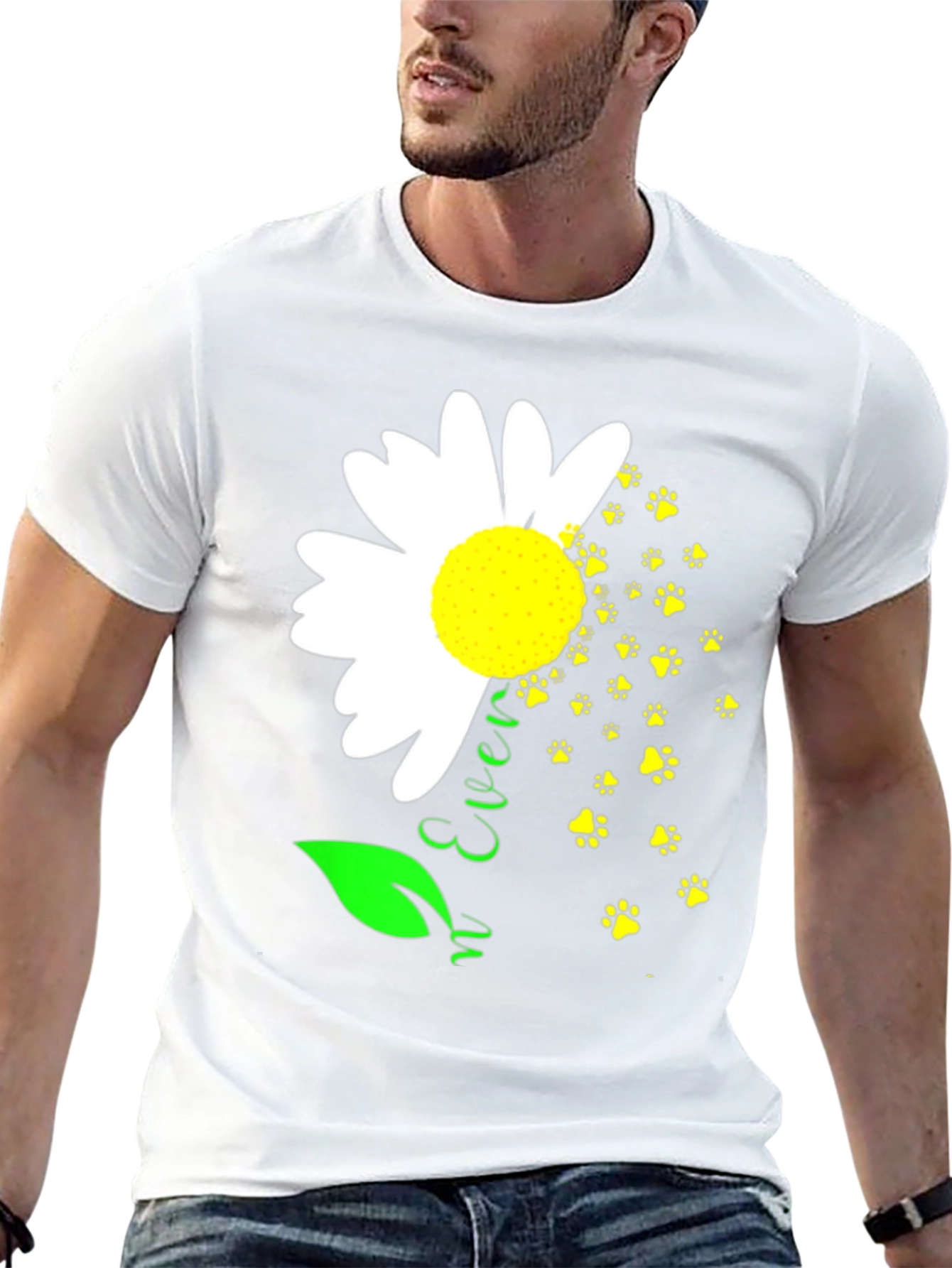 Daisy Paw Prints T-Shirt Black